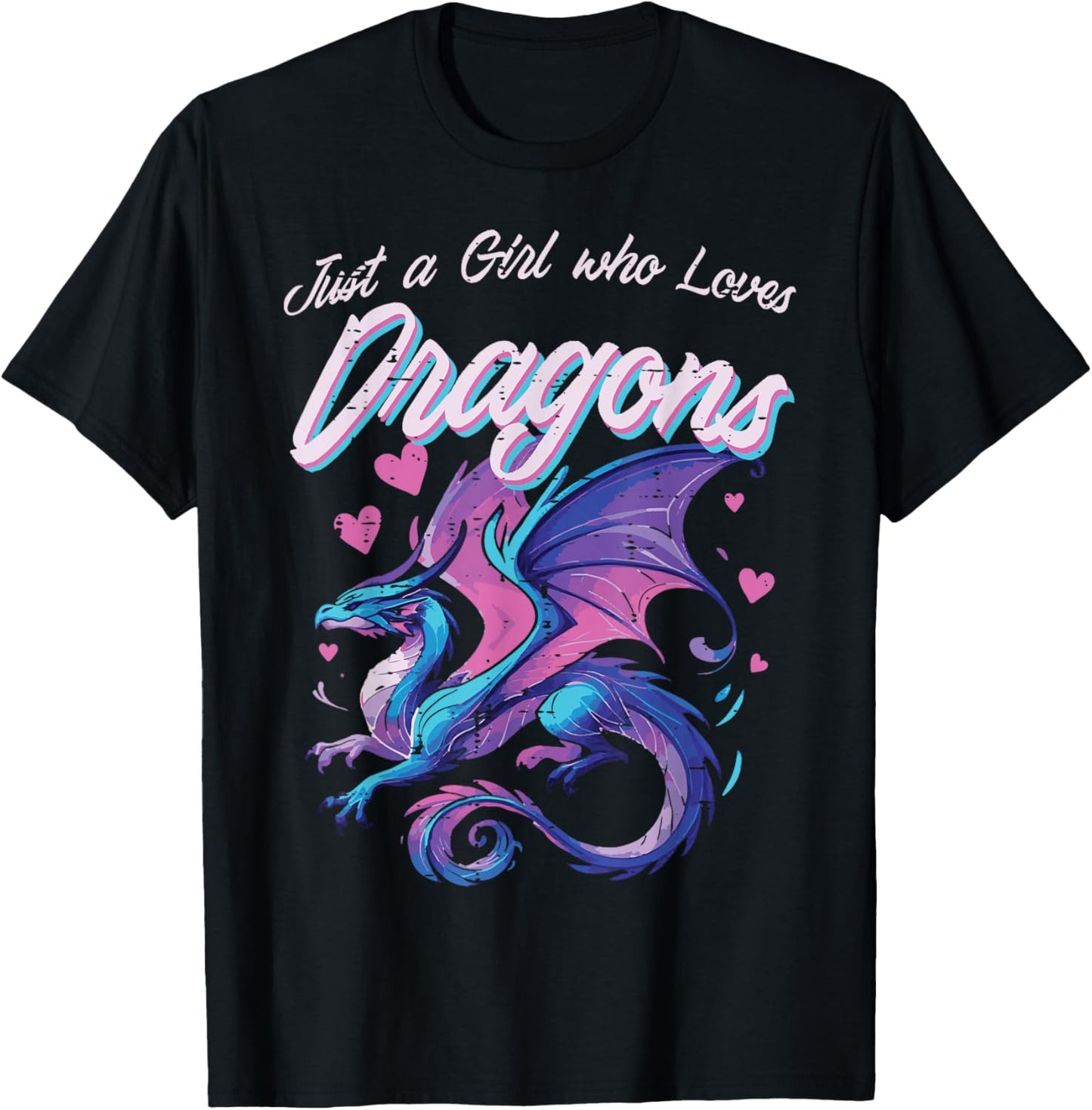 Girl Who Loves Dragons, Mythical Fantasy, Girls, Kids and Women T-Shirt - T-Shirt | Black
