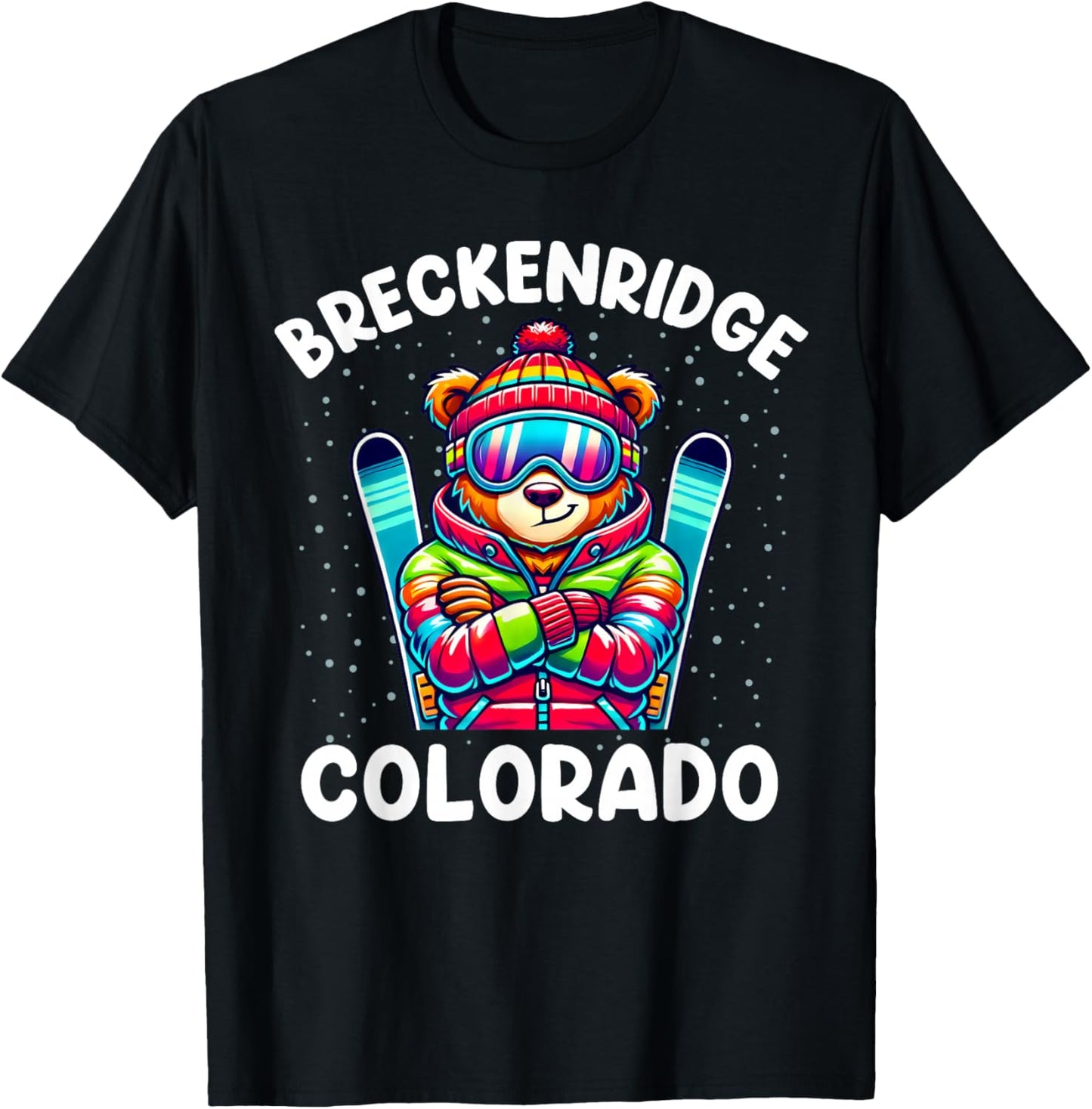 Breckenridge Colorado Ski Family Trip Cute Bear for Kids T-Shirt - T-Shirt | Black