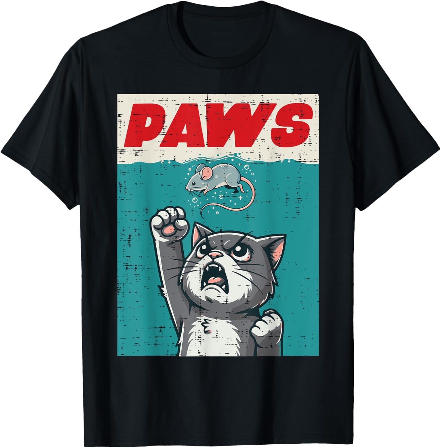 Cat Mouse Paws Funny Kitten Parody Men Women Boys Girls Kids T-Shirt - T-Shirt | Black