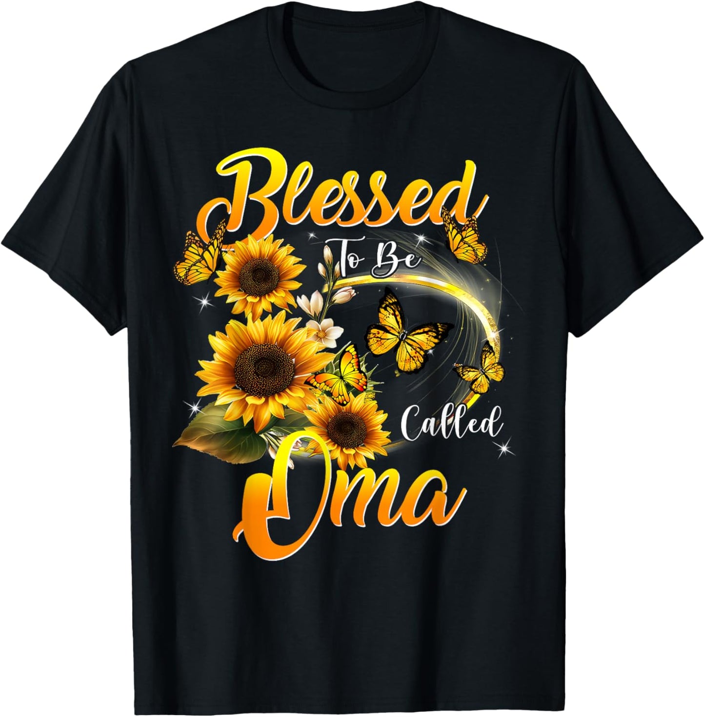 Blessed To Be Called Oma Sunflower Mother's Day T-Shirt - T-Shirt | Black