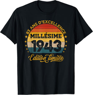83 Ans Anniversaire Homme Millésime 1943 Fabriqué en 1943 T-Shirt - T-Shirt | Black