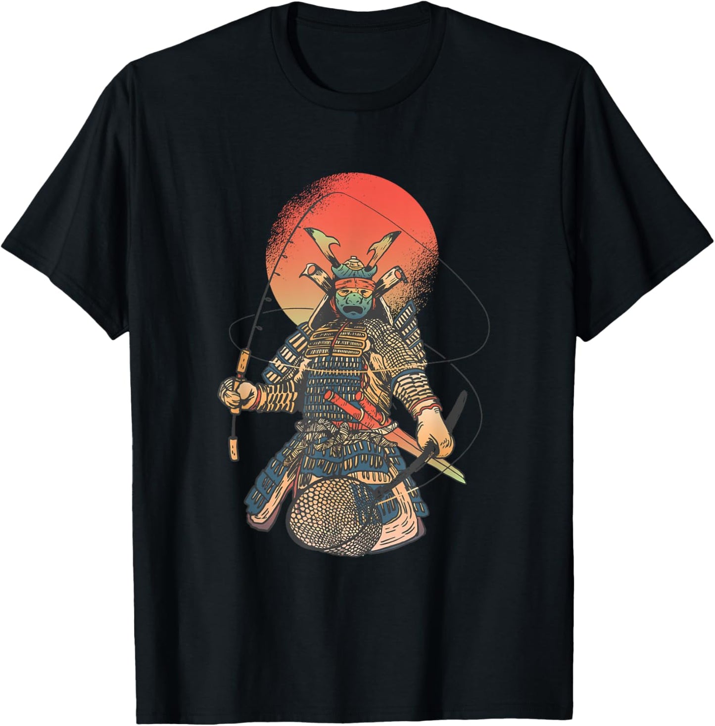 Vintage Samurai Angler and Fisher T-Shirt - T-Shirt | Black