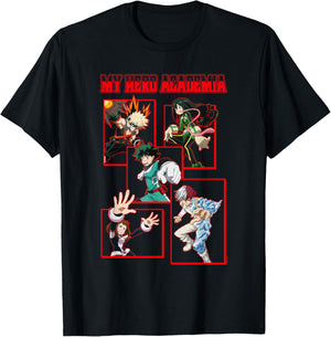 My Hero Academia Red Block Character Collage Anime T-Shirt - T-Shirt | Black