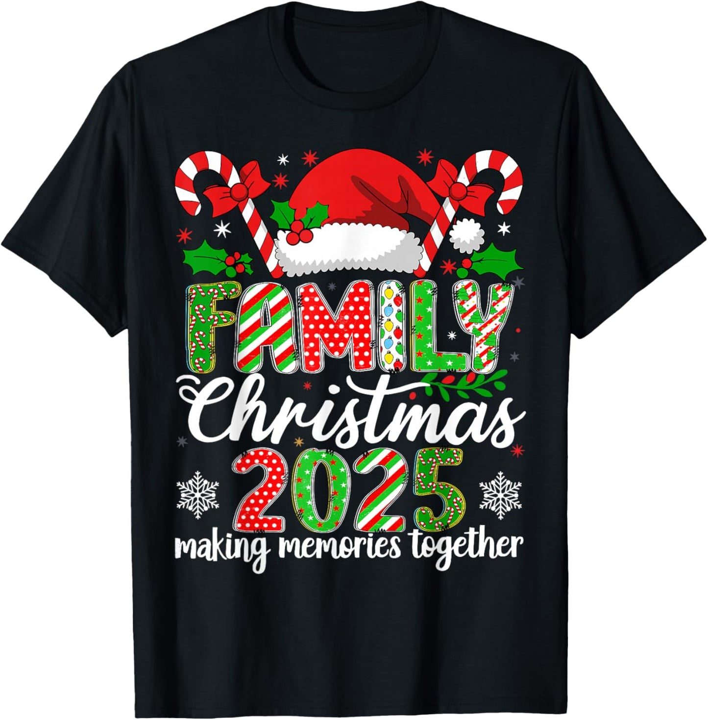 Family Christmas 2025 Matching Outfit Xmas Squad Santa Group T-Shirt - T-Shirt | Black