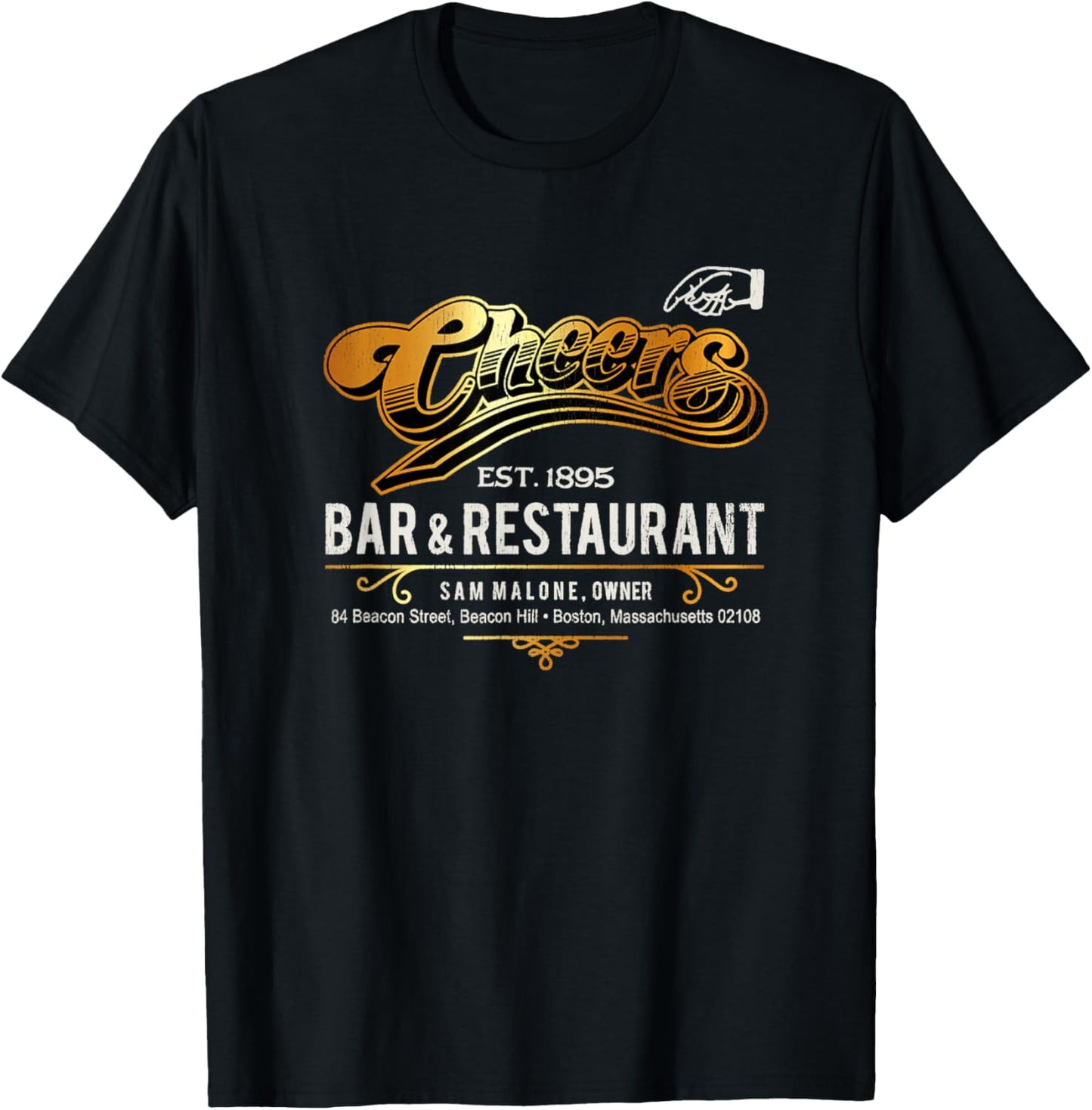 Cheers EST 1895 Sam's Bar Restaurant In Boston 80s Worn Out T-Shirt - T-Shirt | Black