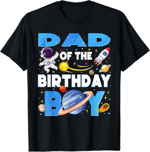 Family Space Planets Dad of The Birthday Boy Astronaut T-Shirt - T-Shirt | Black