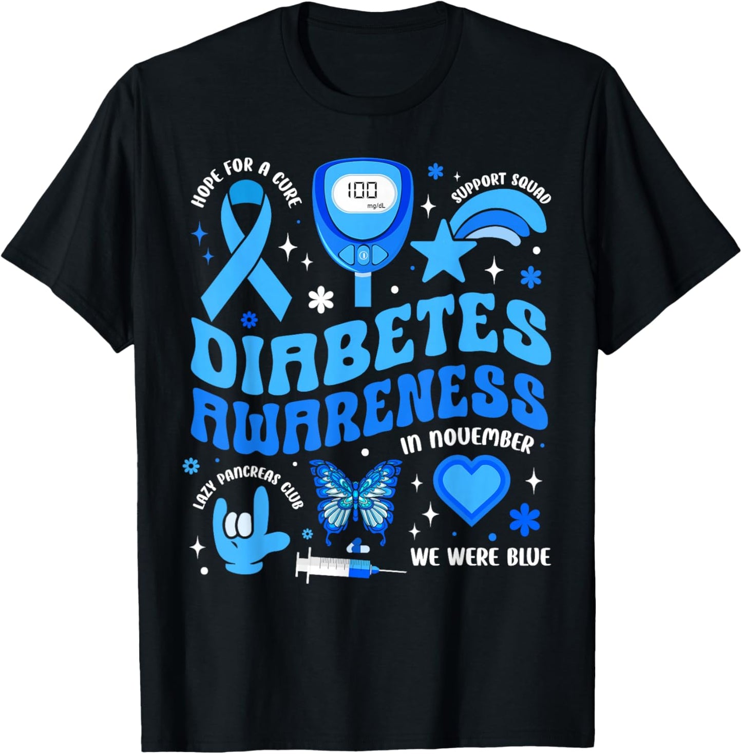 Diabetes Awareness Toddler Ribbon T1D Support Warrior Squad T-Shirt - T-Shirt | Black