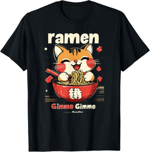 Anime Cat Ramen Kawaii japanese cat kawaii manga T-Shirt - T-Shirt | Black