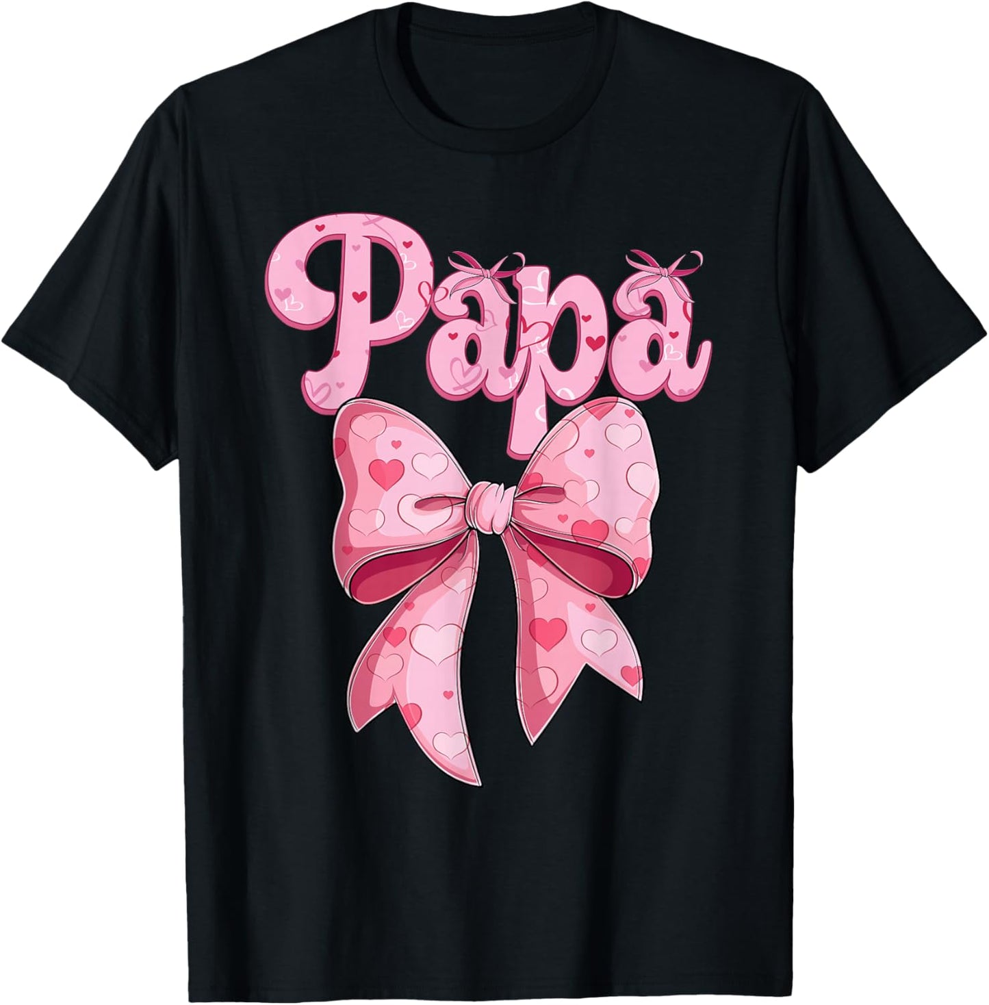 coquette bow family matching Groovy pink Papa T-Shirt - T-Shirt | Black
