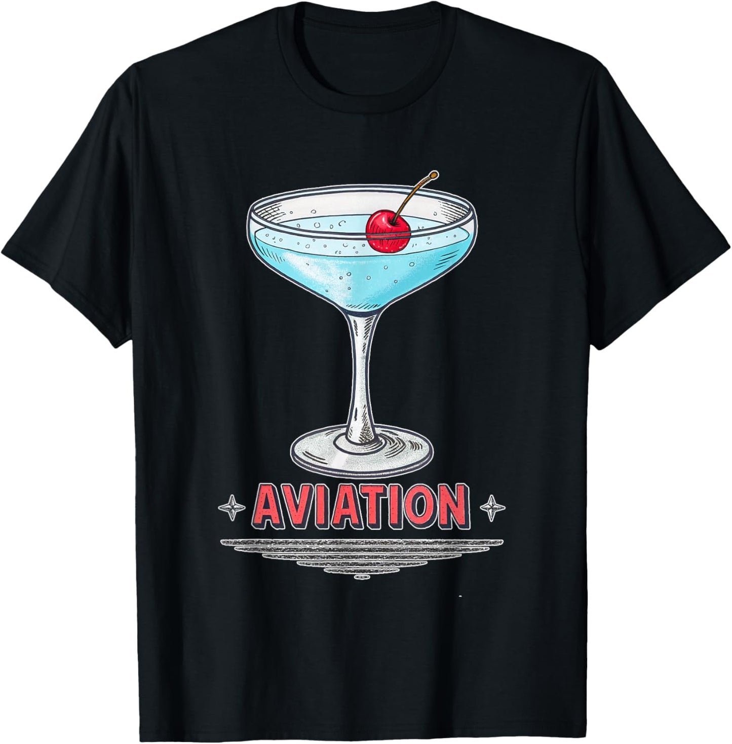 Retro Aviation Cocktails Design T-Shirt - T-Shirt | Black