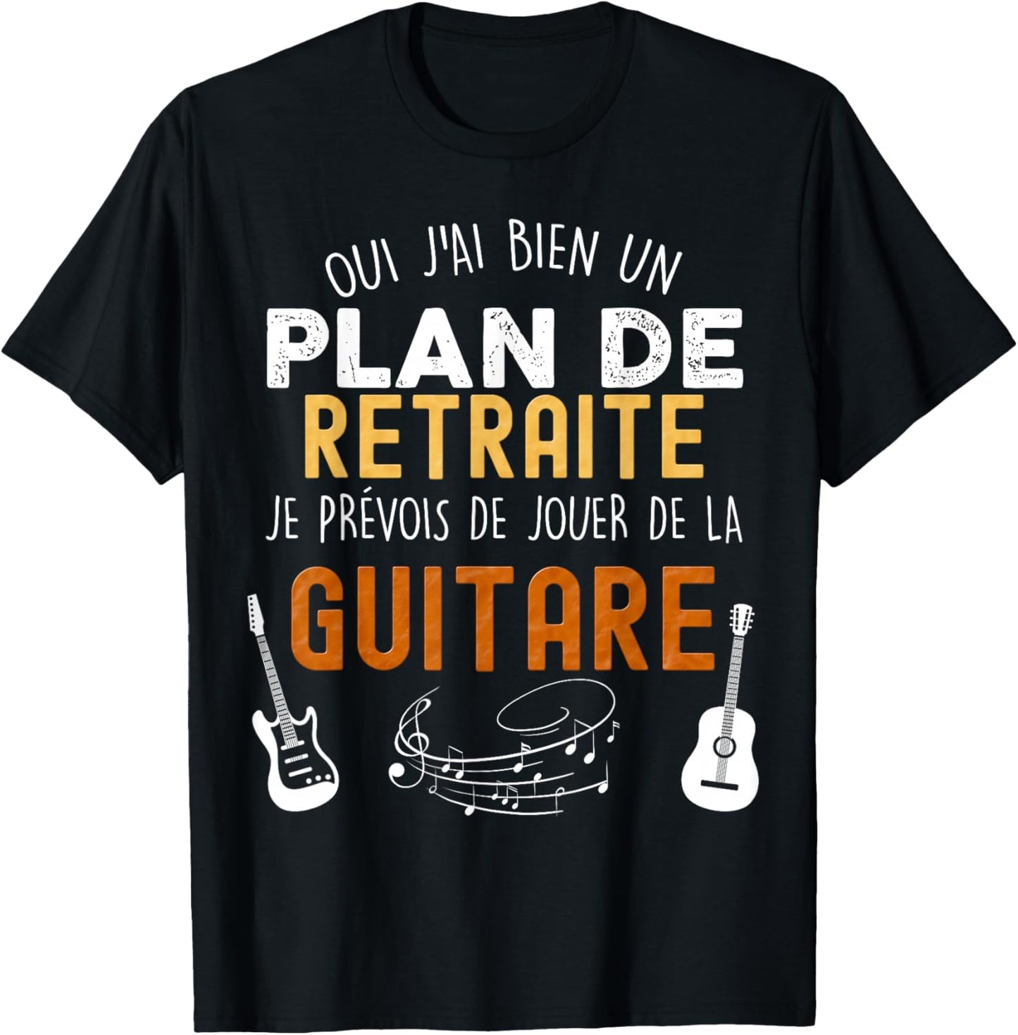 Plan De Retraite Guitare Humour Musique Pot Départ Collègue T-Shirt - T-Shirt | Black