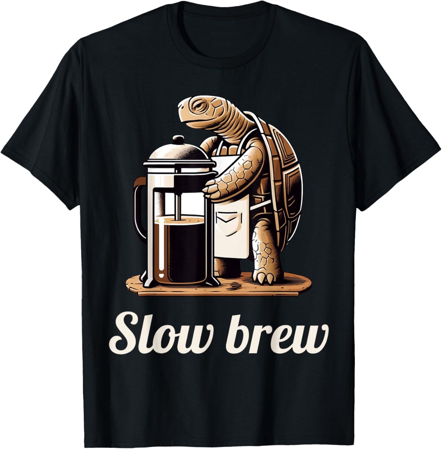 Funny Turtle Pun Slow Brew Turtle Coffee Lover Graphic T-Shirt - T-Shirt | Black