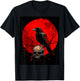 Raven Skull Moon Men Black Gothic Women Black Crow T-Shirt - T-Shirt | Black