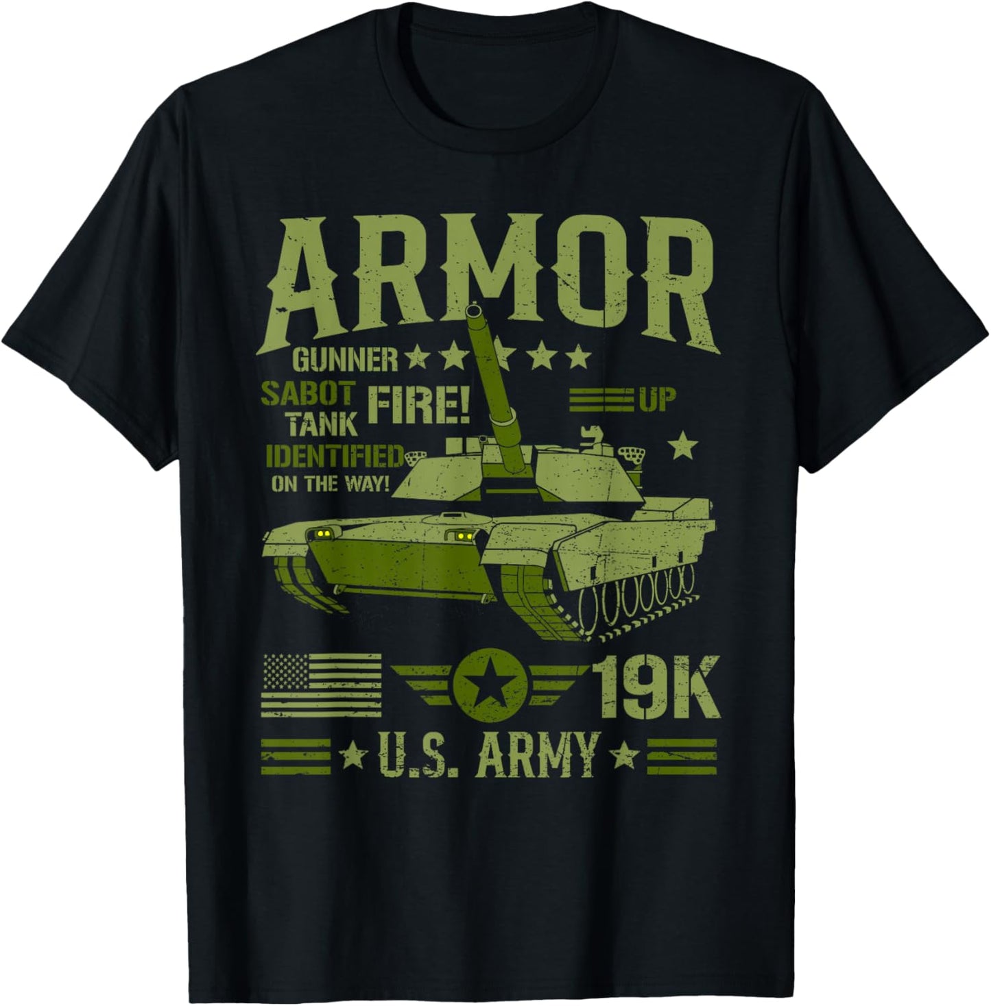 Armor Of US Military M1 Abrams Battle Tank 19K Tanker T-Shirt - T-Shirt | Black