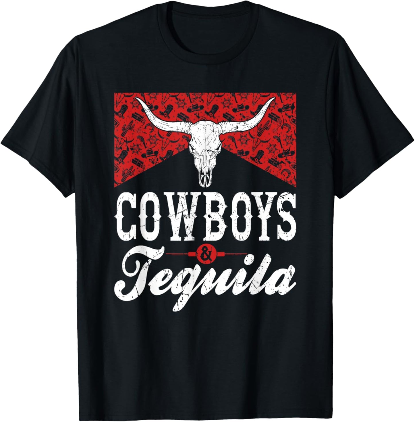 Cowboys & Tequila Rodeo Country T-Shirt - T-Shirt | Black