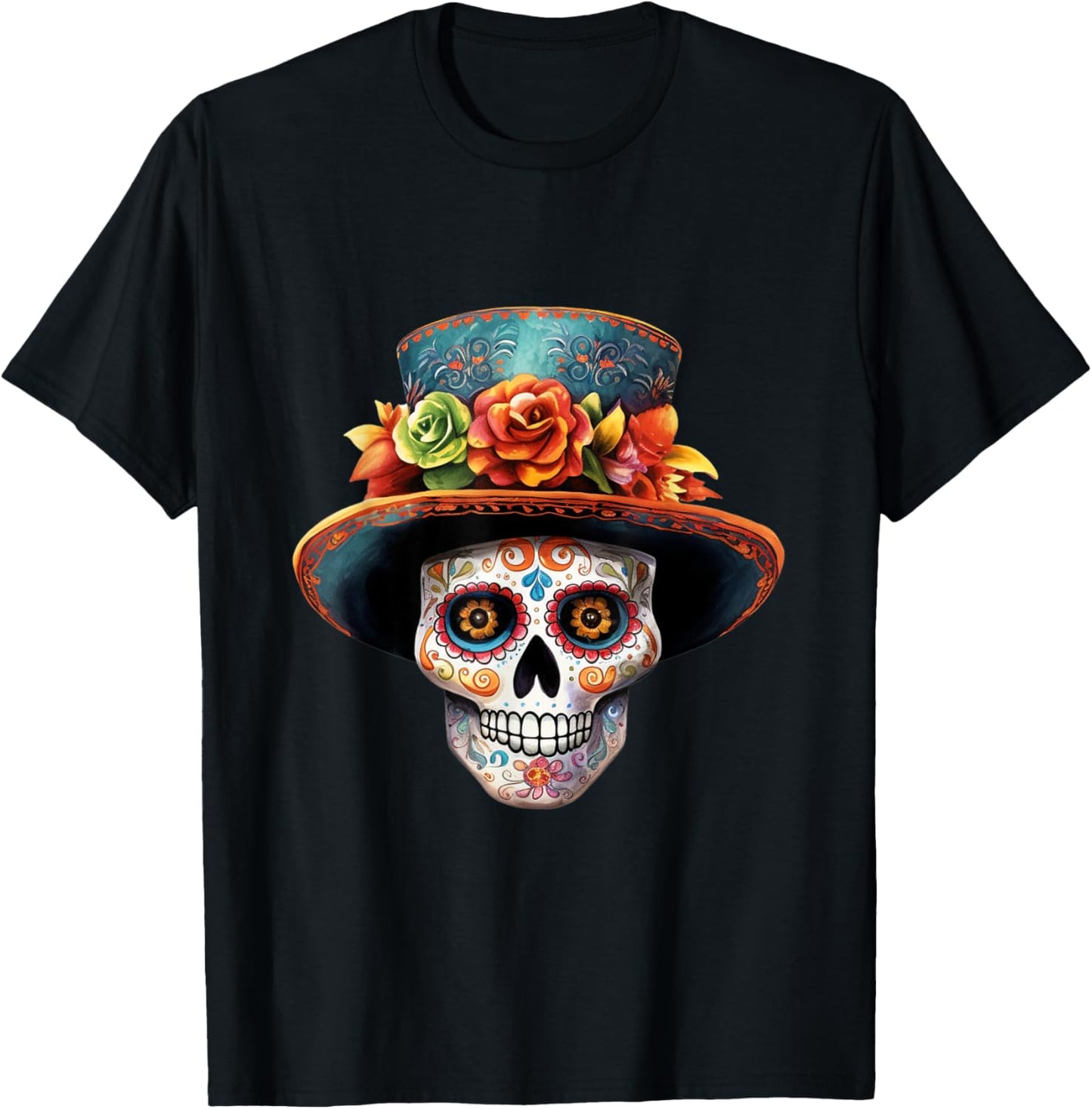 El Jefe Sugar Skull Men Dia De Los Muertos El Jefe T-Shirt - T-Shirt | Black
