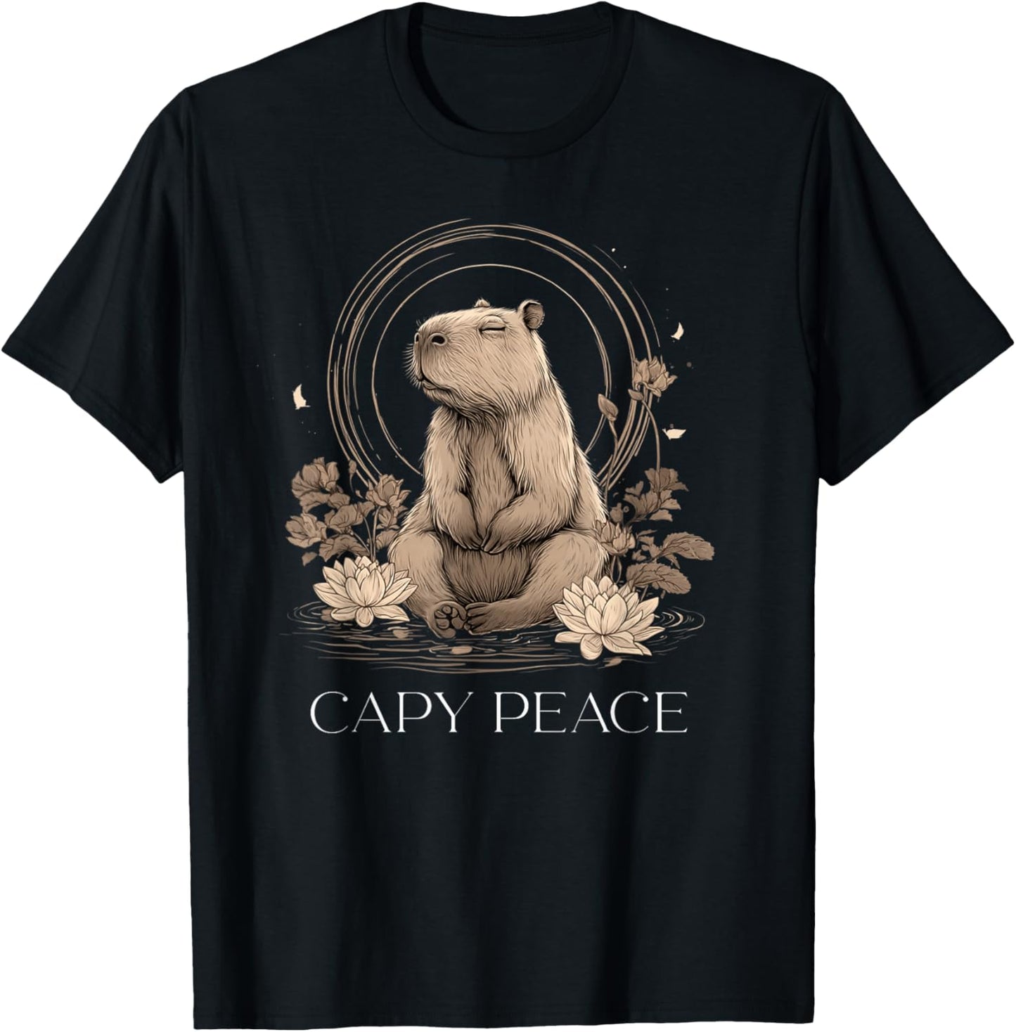 Capybara Peace Cute Yoga T-Shirt - T-Shirt | Black