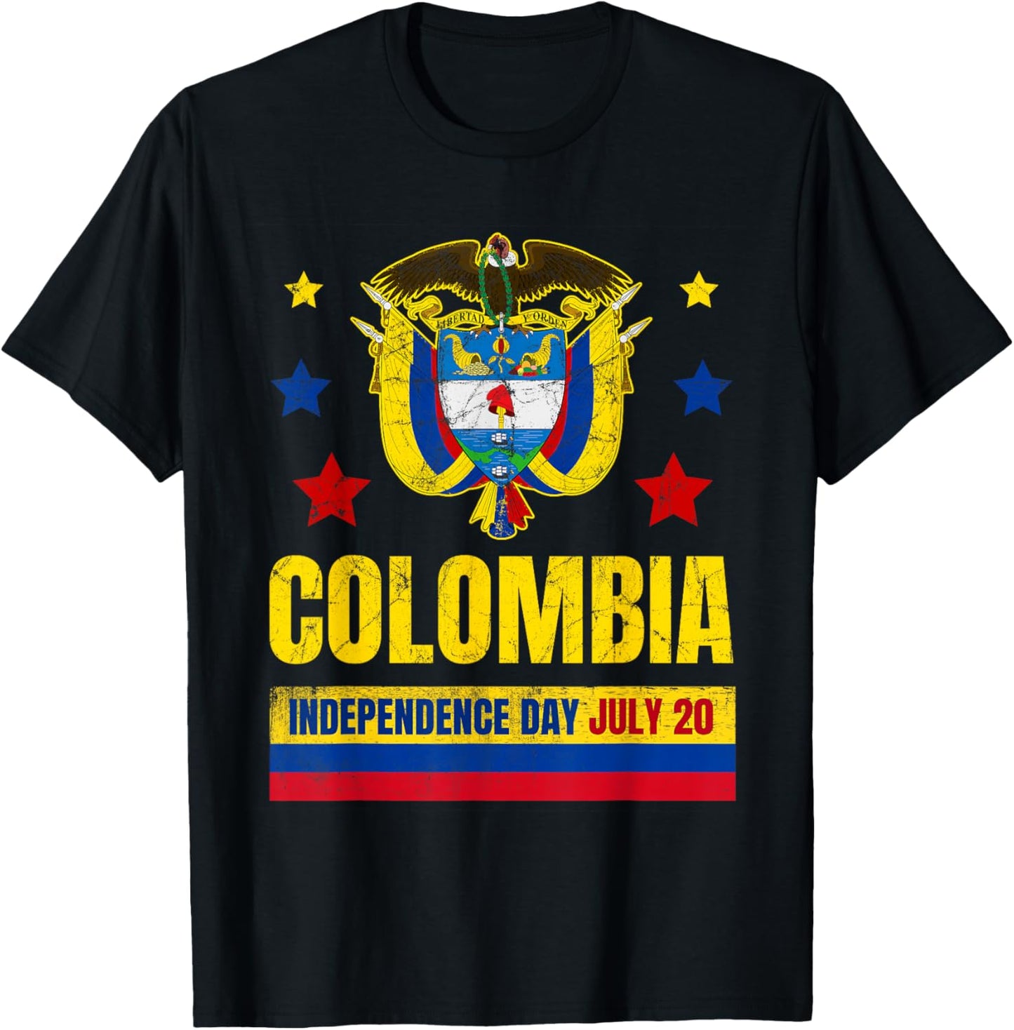 Colombia Independence Day July 20 Colombian Flag T-Shirt - T-Shirt | Black