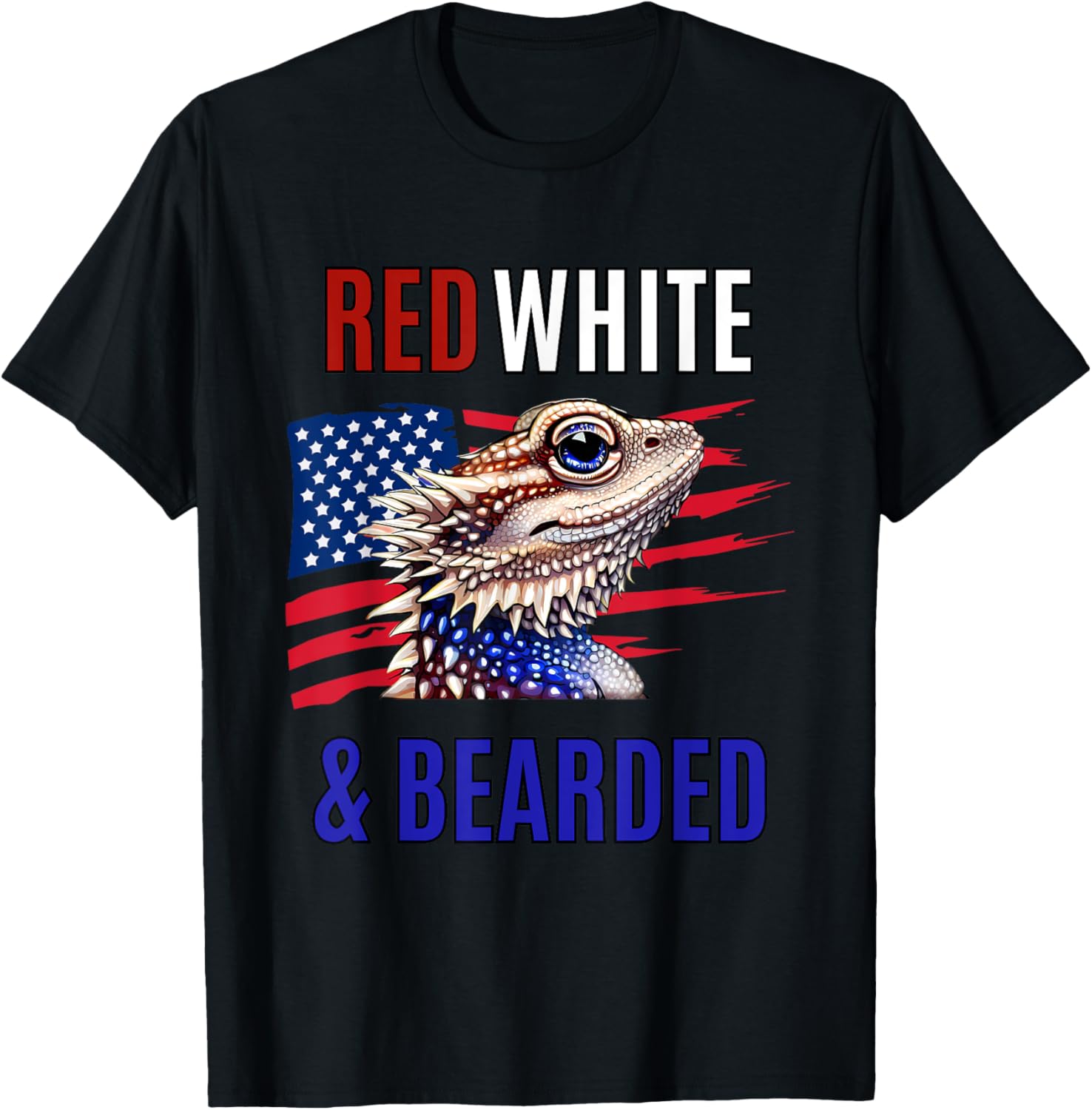 Bearded Dragon American Flag 4th of July Independence Day T-Shirt - T-Shirt | Black