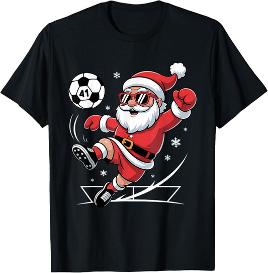 Funny Soccer Santa 41 Meme Christmas Xmas Pajamas Boys T-Shirt - T-Shirt | Black