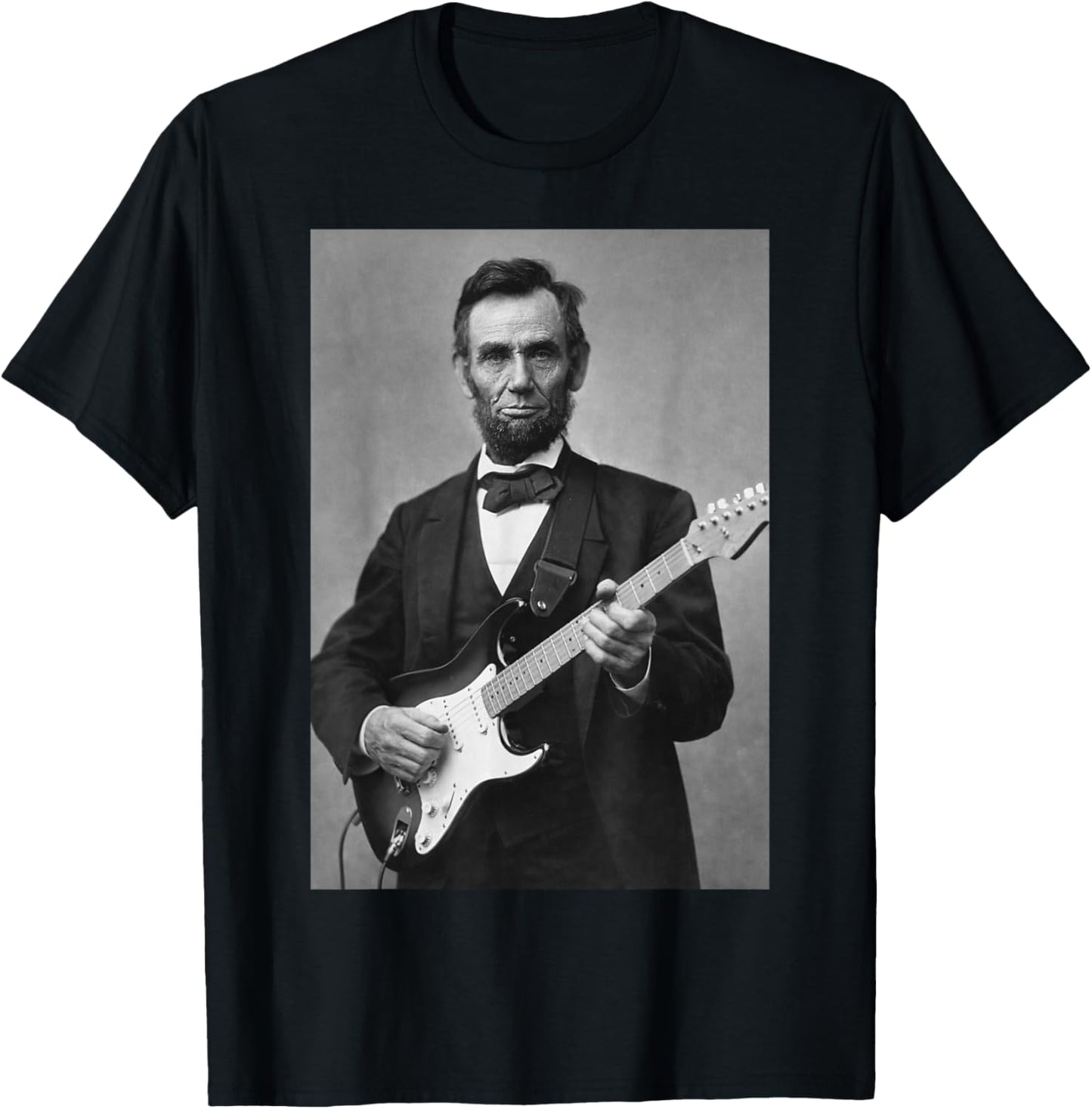 Abraham Lincoln Playing an Electric Guitar T-Shirt - T-Shirt | Black