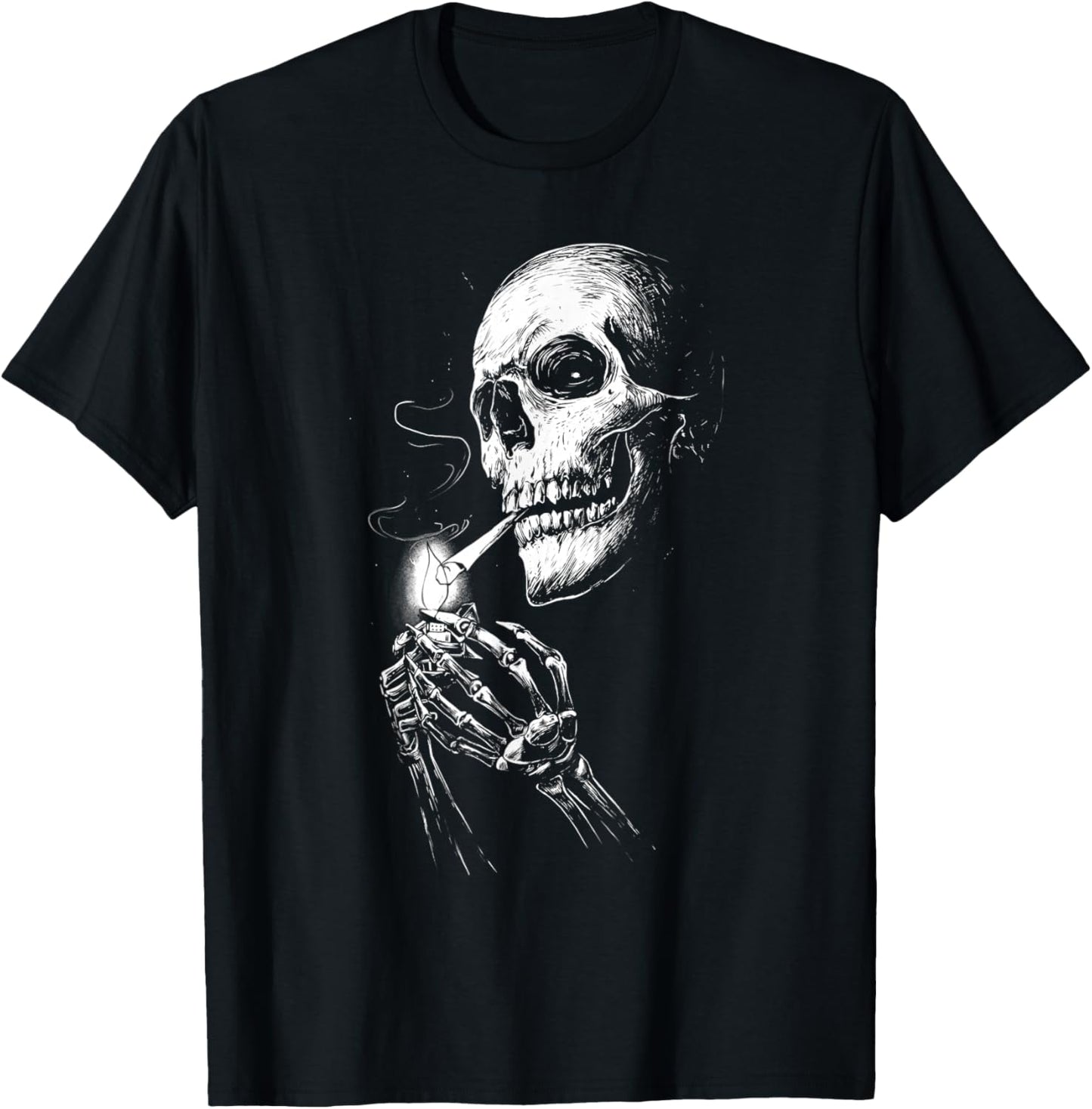 Gritty Skeleton Lighting Smoke T-Shirt - T-Shirt | Black
