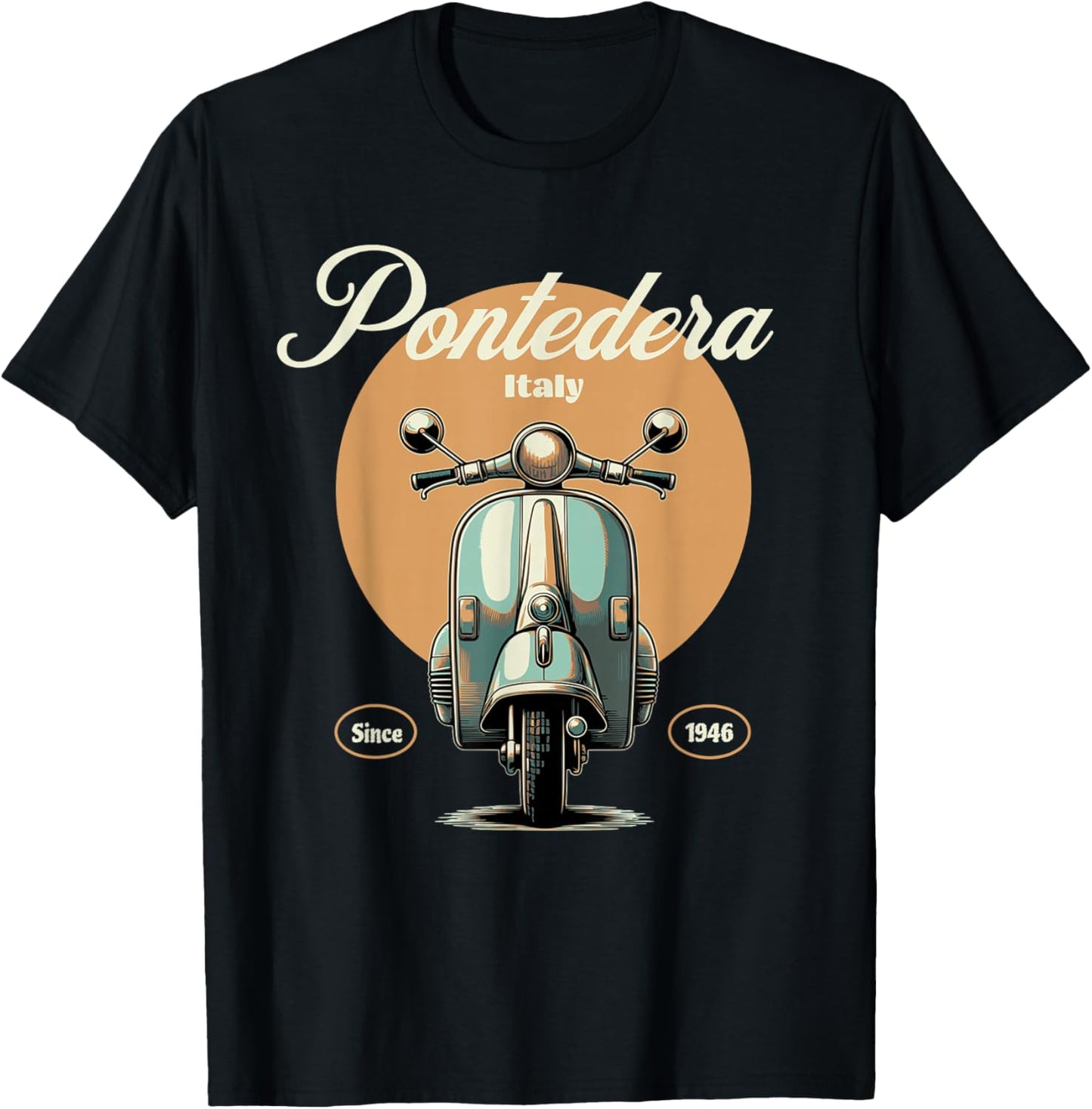 Pontedera Italy | Vintage Italian Scooter| Tuscany Travel T-Shirt - T-Shirt | Black