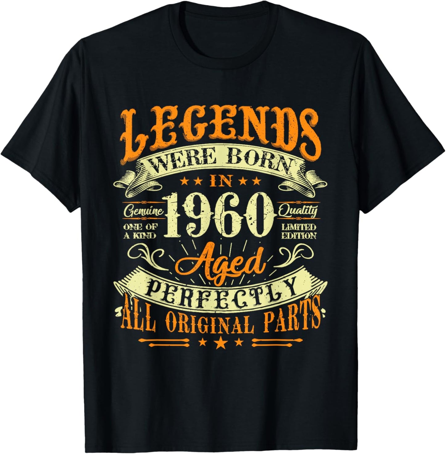 65th Birthday Vintage Legends Born In 1960 65 Years Old T-Shirt - T-Shirt | Black