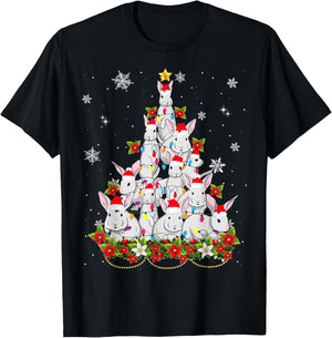 Santa Rabbit Bunny Christmas Tree Ornament Decor Gifts T-Shirt - T-Shirt | Black
