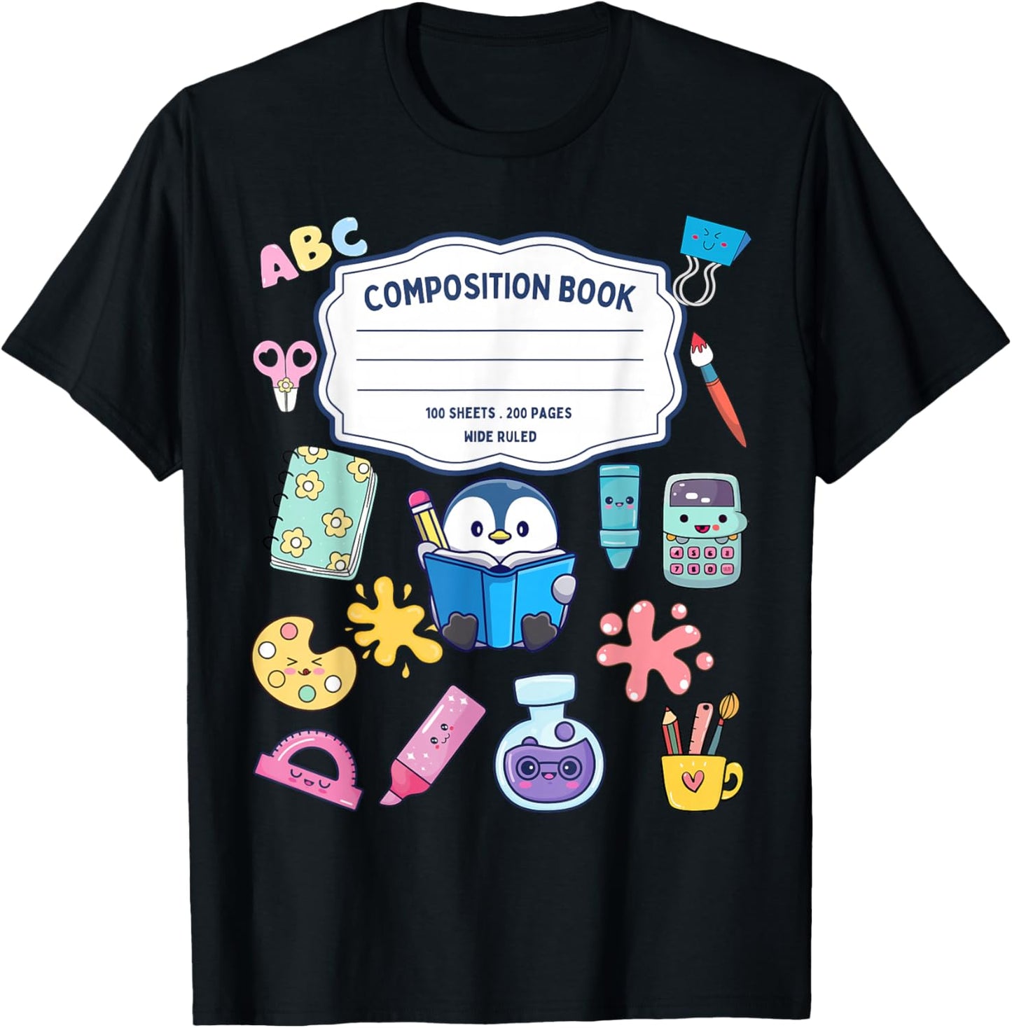 Composition Notebook Costume Matching Group Halloween School T-Shirt - T-Shirt | Black