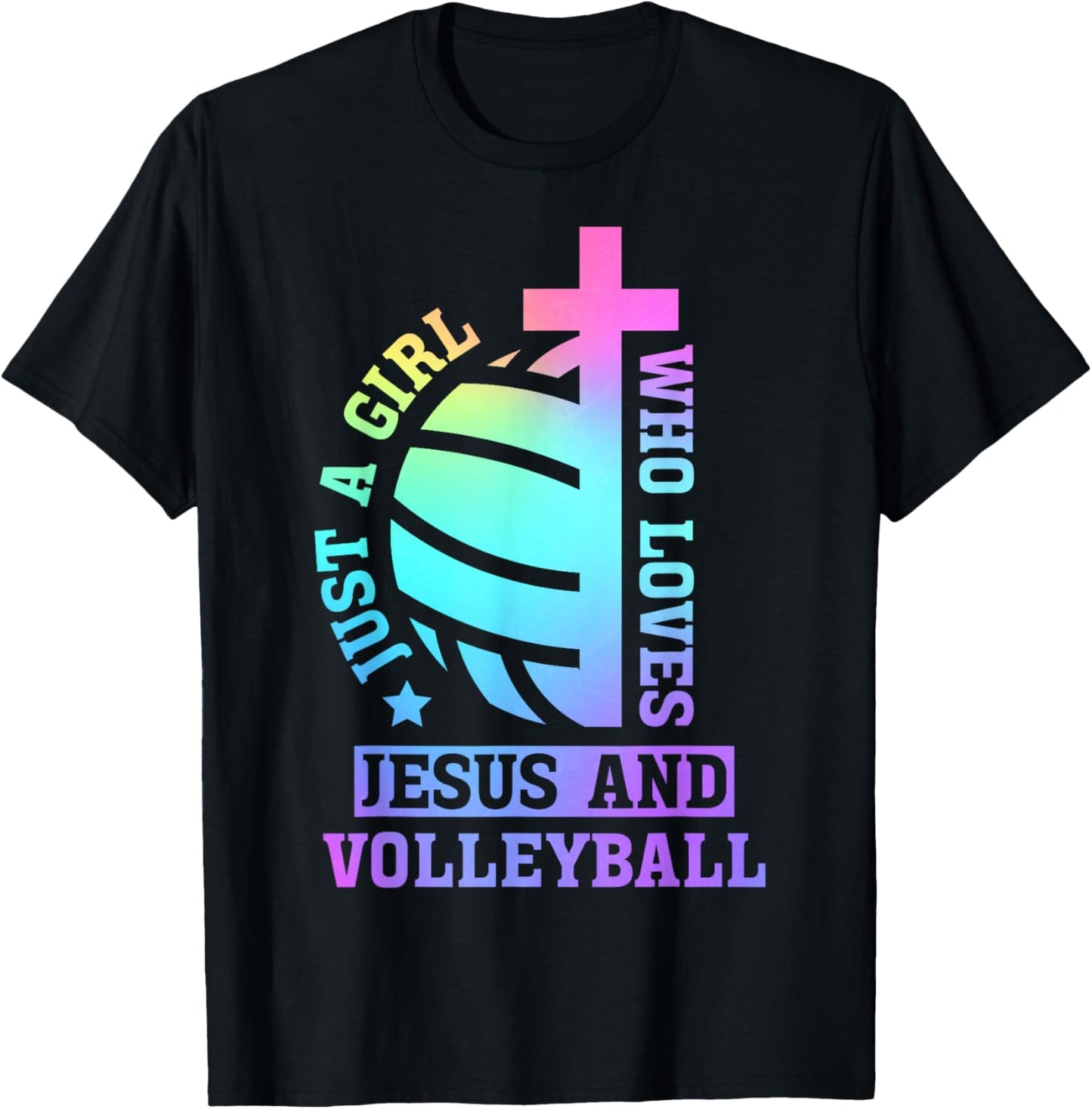 Just A Girl Who Loves Jesus and Volleyball T-Shirt - T-Shirt | Black