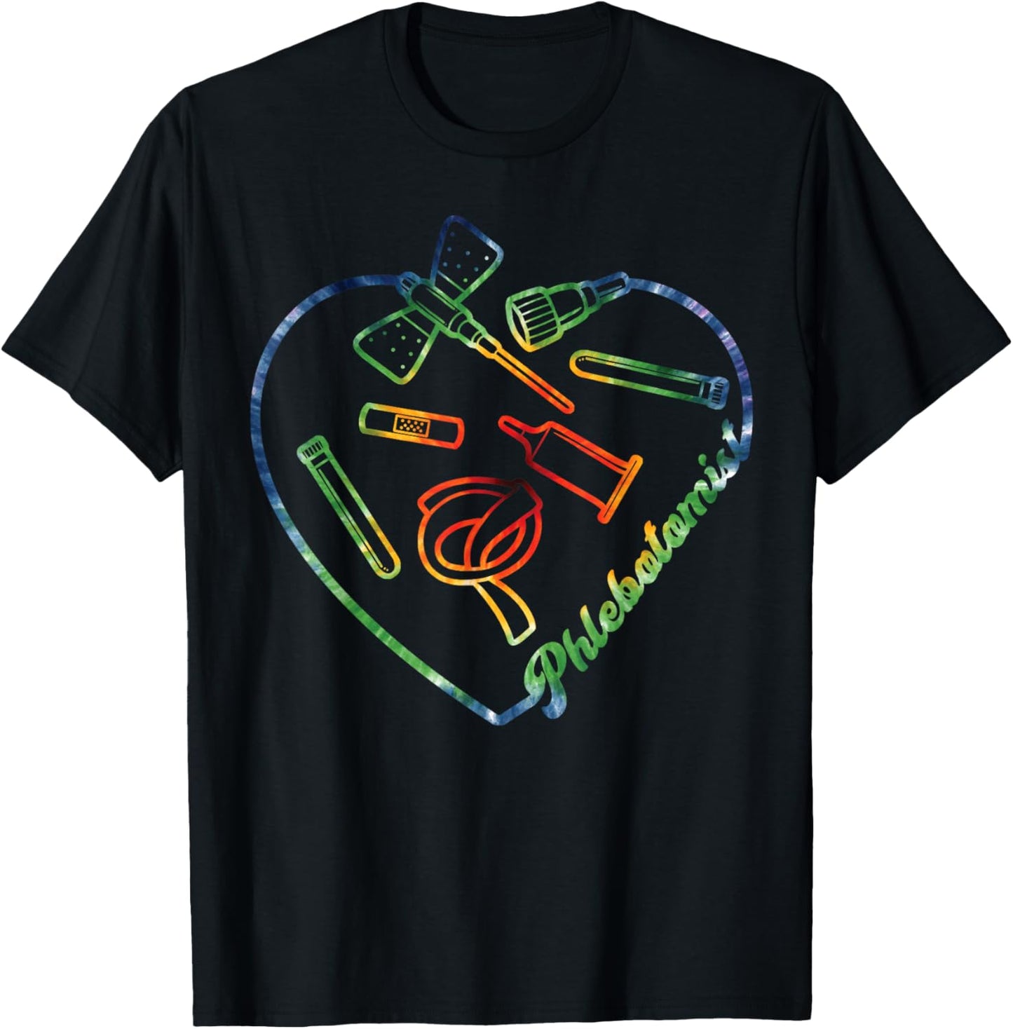 Phlebotomist Heart Tie Dye Phlebotomy T-Shirt - T-Shirt | Black