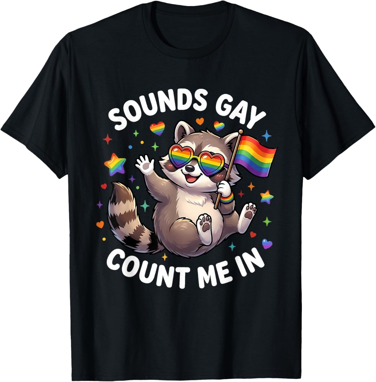 Funny Raccoon Pride Shirt Gay Pride Gift Fun T-Shirt - T-Shirt | Black