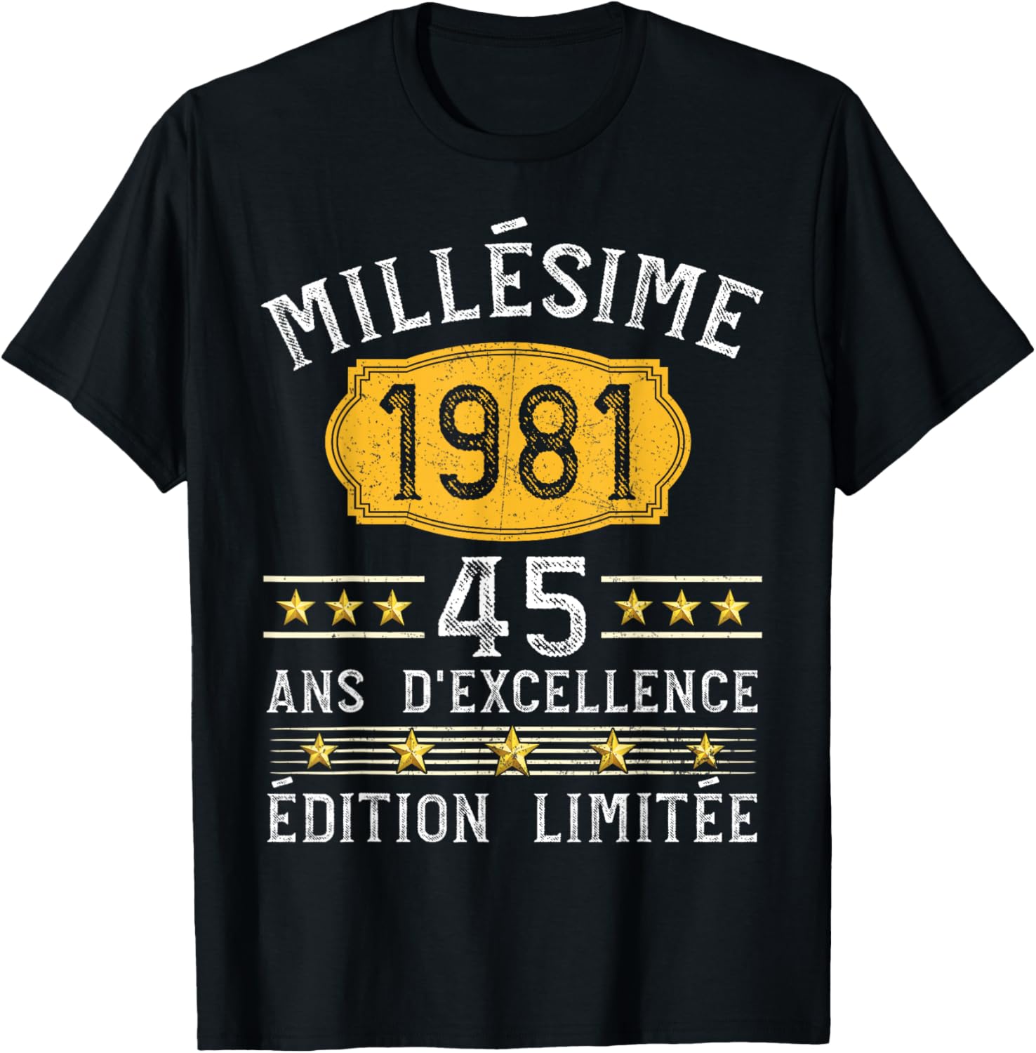 Vintage 1981 Gift 45 Years Man Birthday Humour T-Shirt - T-Shirt | Black