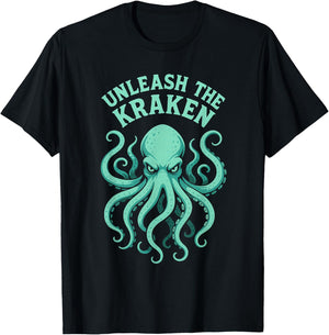 Kraken Sea Monster Octopus, Unleash The Kraken T-Shirt - T-Shirt | Black
