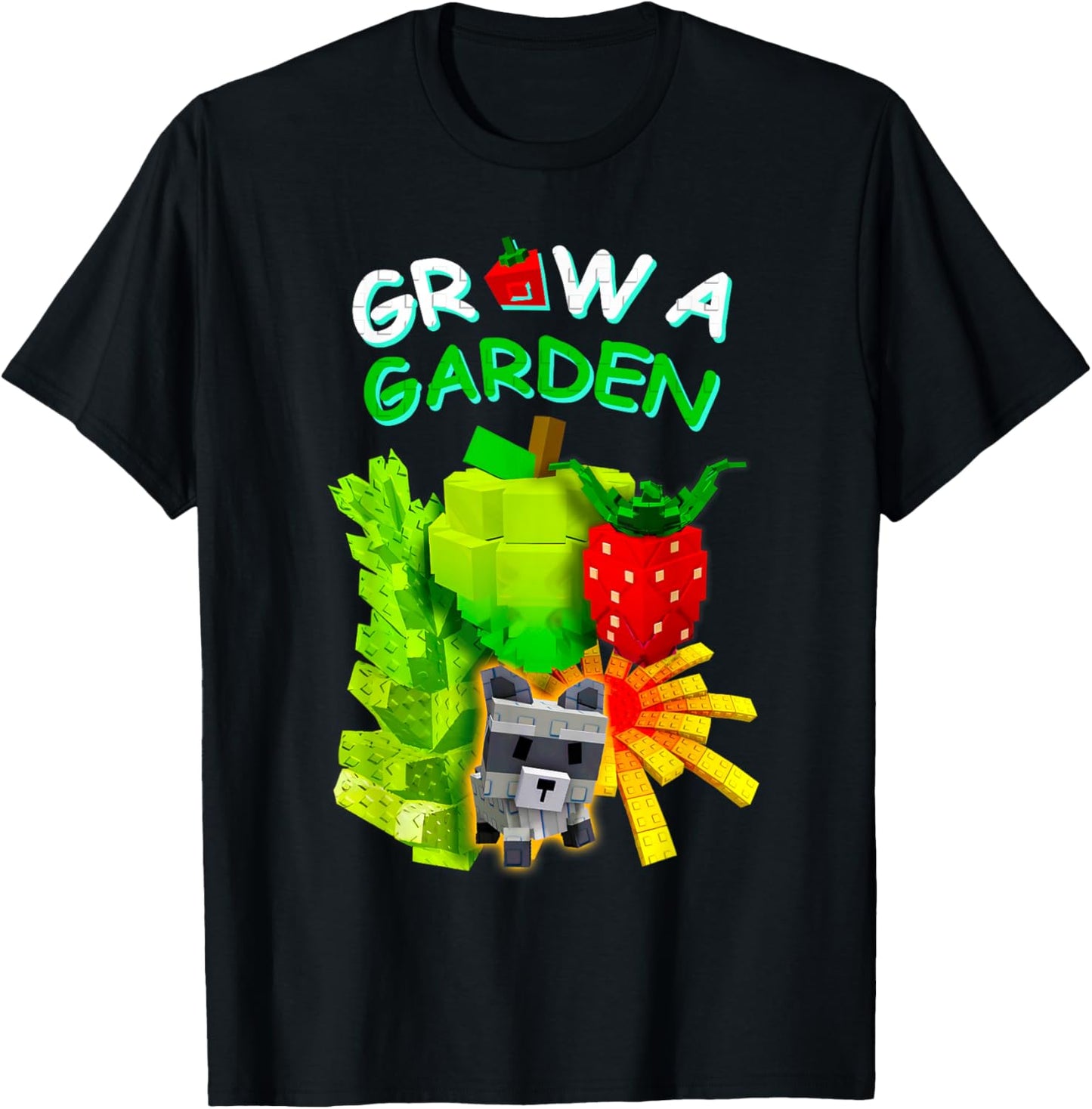 Grow A Garden Sugar Apple Romanesco Elder Strawberry Gamer T-Shirt - T-Shirt | Black