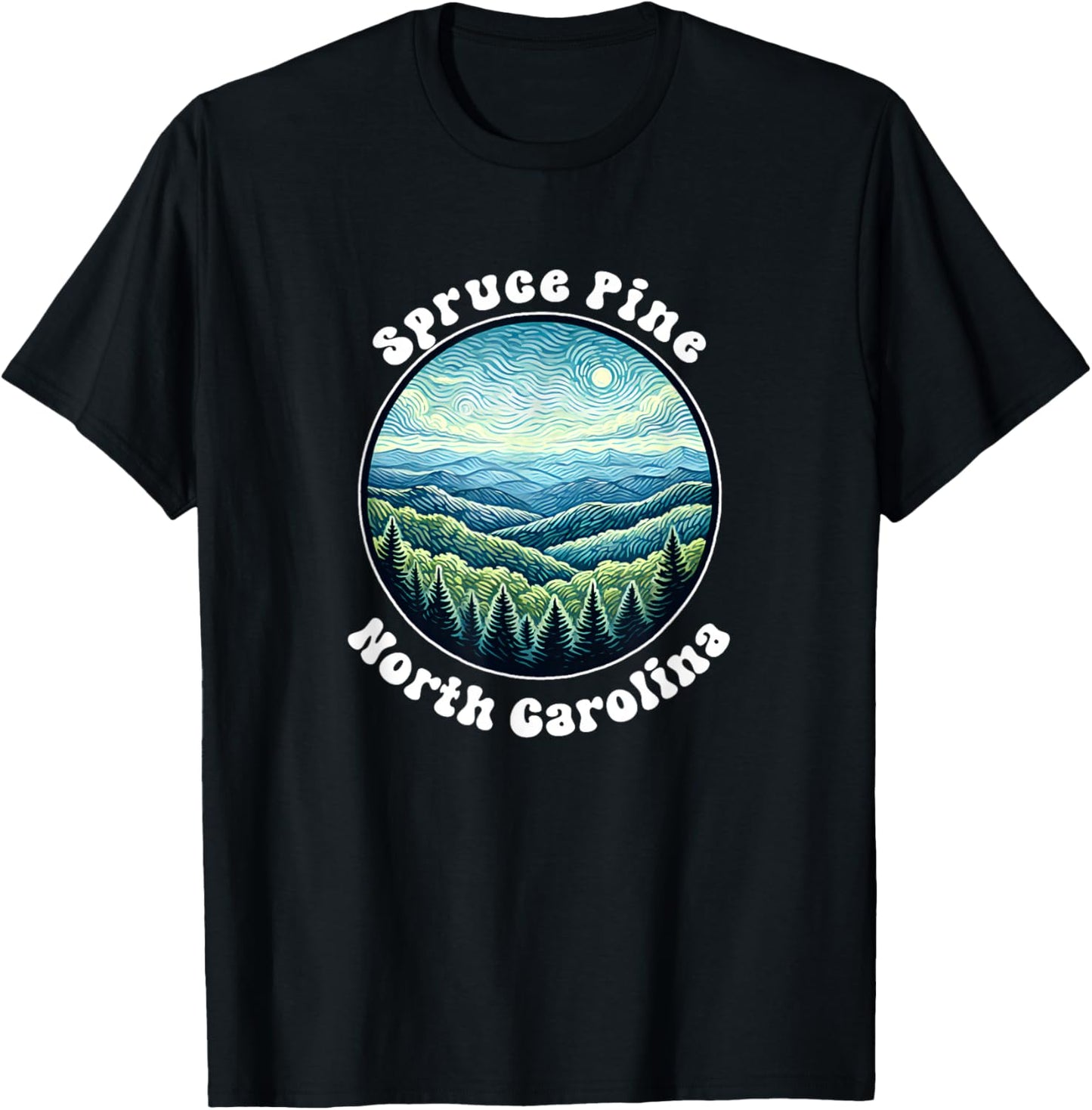 Spruce Pine North Carolina Mountain Forest Vacation Souvenir T-Shirt - T-Shirt | Black