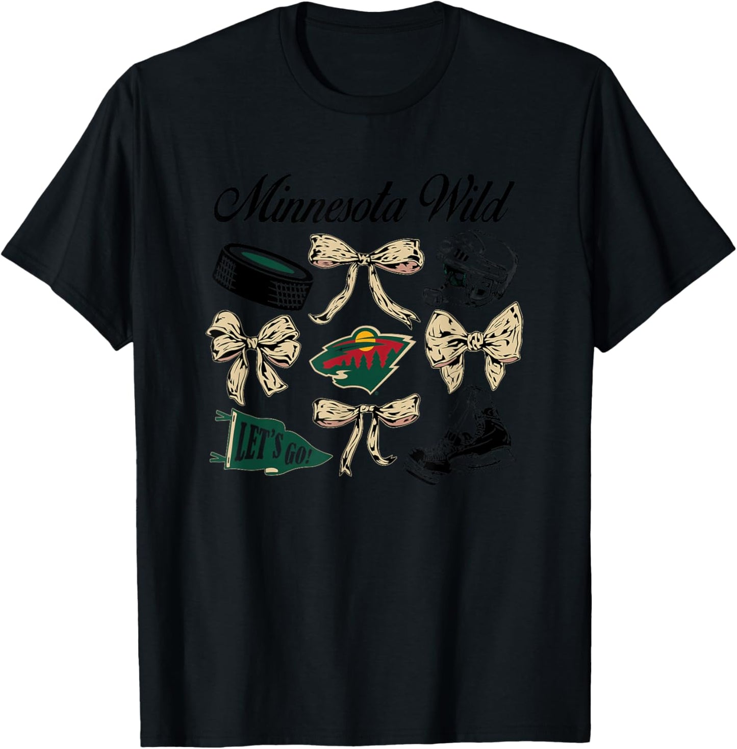 Minnesota Wild Bows White NHL Officially Licensed T-Shirt - T-Shirt | Black