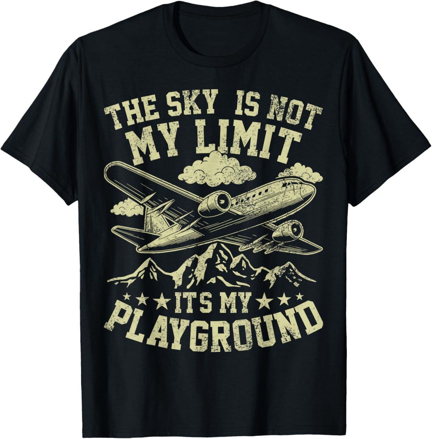 This Sky is Not My Limit Funny Pilot Aviation Men Women Kids T-Shirt - T-Shirt | Black