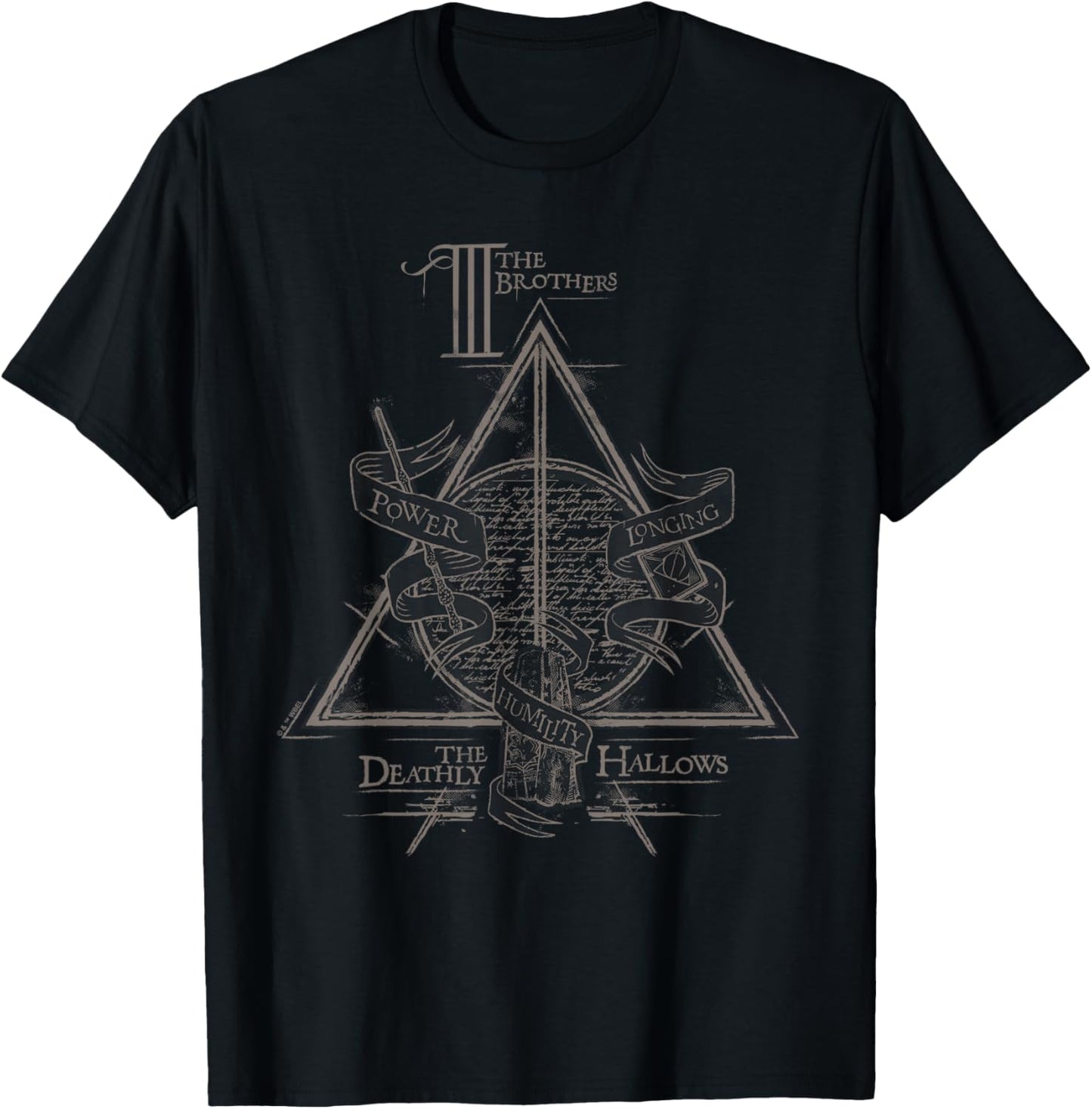 Harry Potter Black Three Brothers Deathly Hallows , , Small, Short Sleeve, Cotton 100% T-Shirt - T-Shirt | Black
