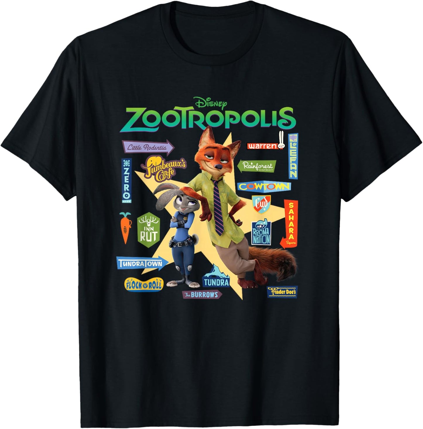 Zootopia Signs T-Shirt - T-Shirt | Black