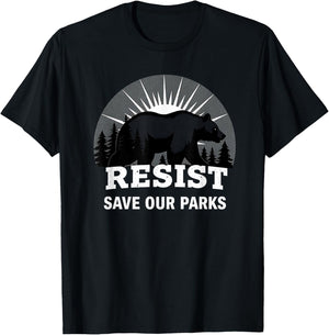 Resist Save Our Parks Alt US National Parks Bear Nature T-Shirt - T-Shirt | Black