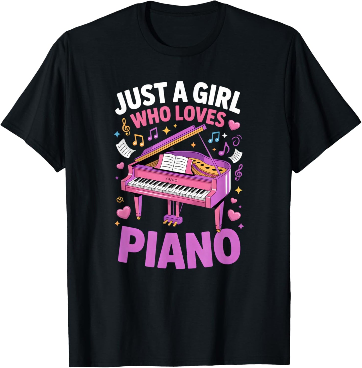 Girls Piano T-Shirt - T-Shirt | Black