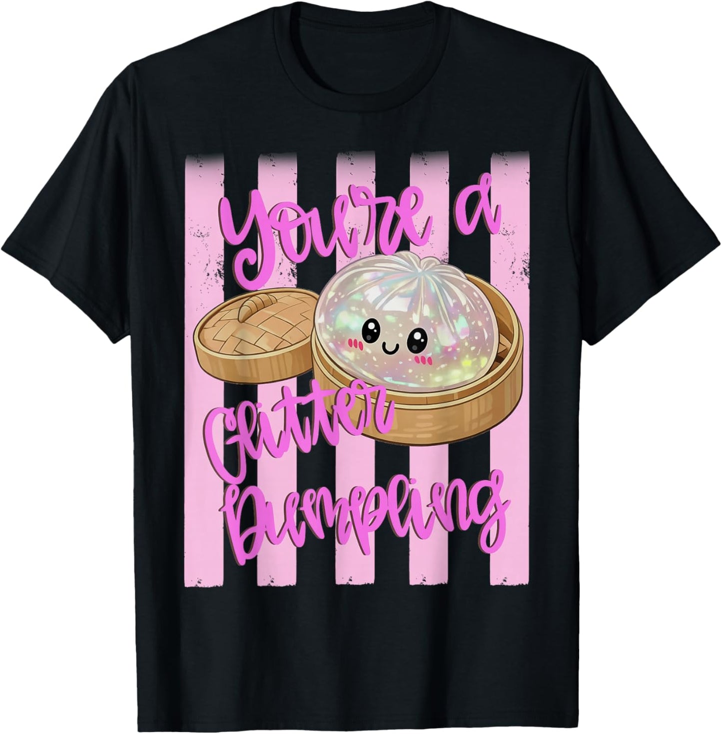 Funny Striped You're A Dumpling Cute Dumpling Kids Girls T-Shirt - T-Shirt | Black