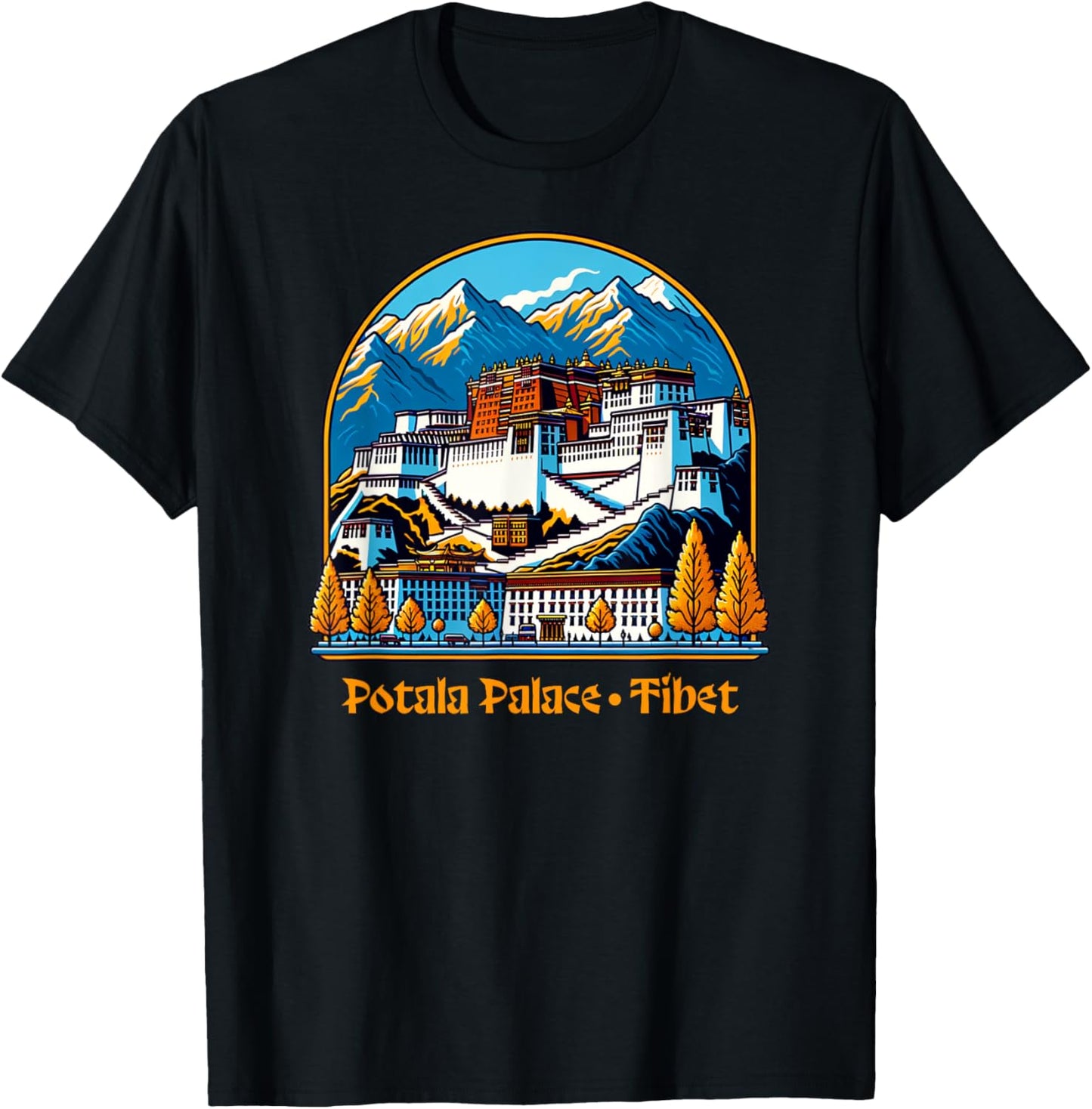 Potala Palace Tibet Lhasa Buddhist T-Shirt - T-Shirt | Black