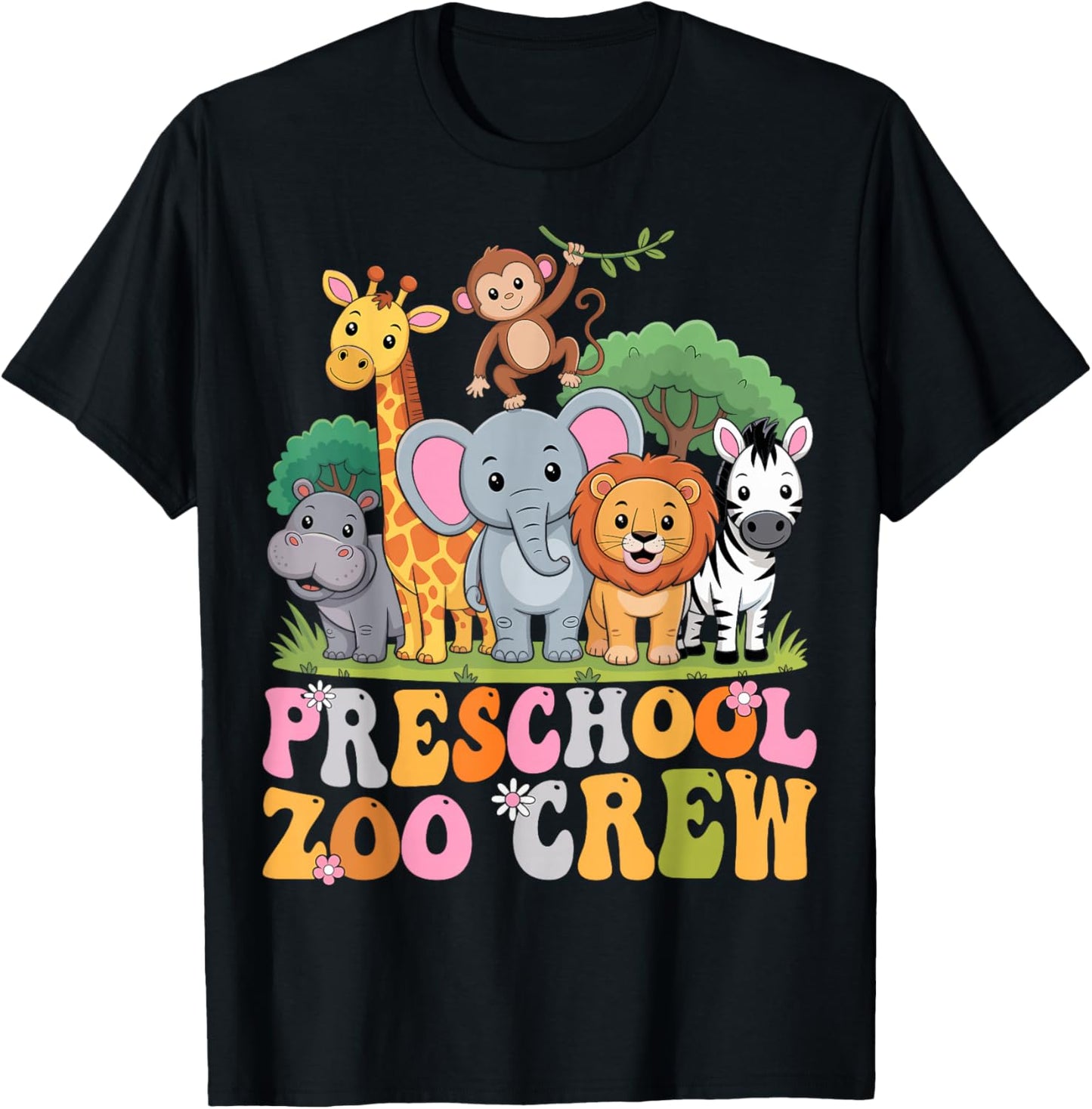 Preschool Zoo Crew Safari Animal Pre-K Teacher Student T-Shirt - T-Shirt | Black