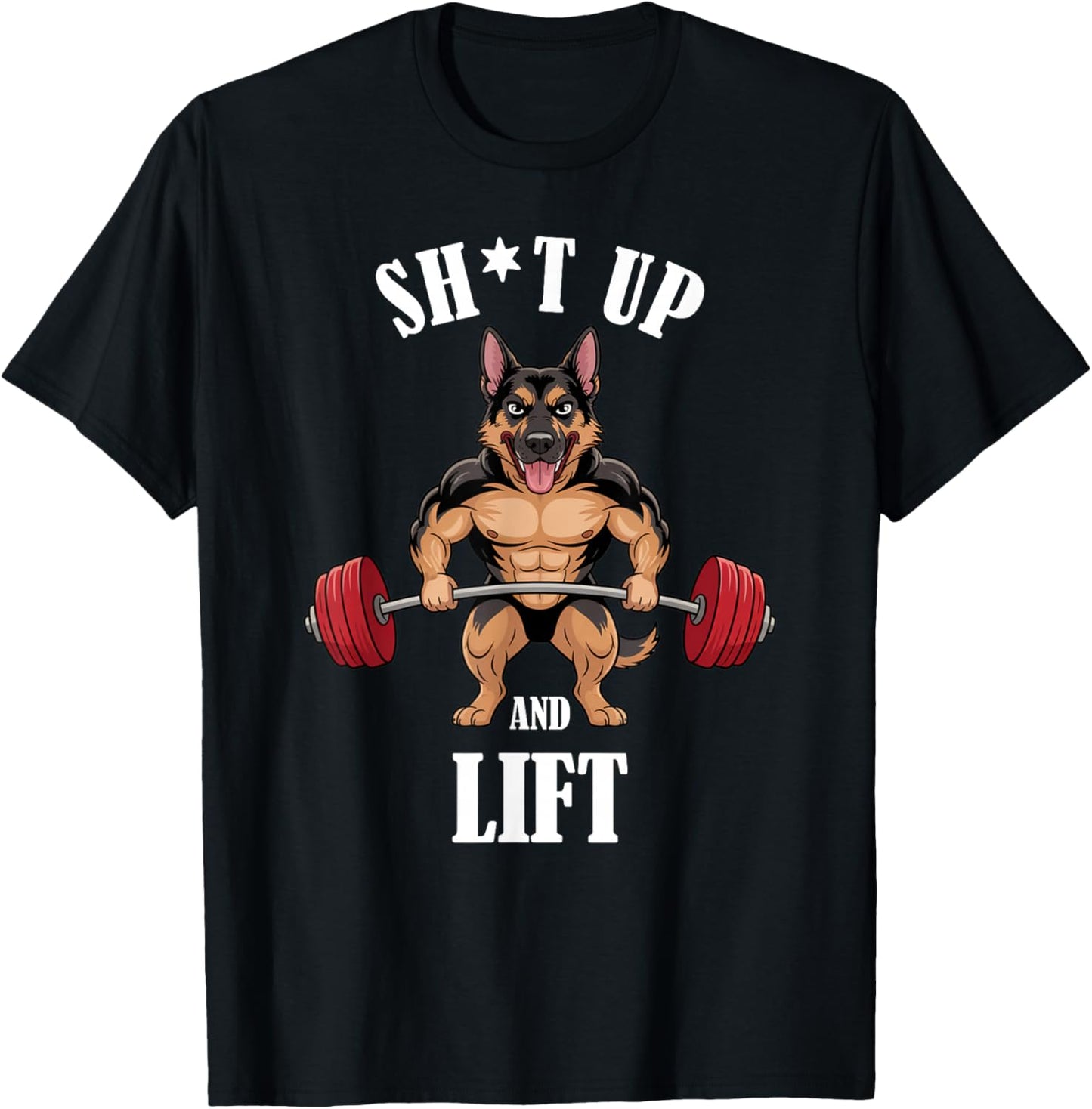 German Shepherd Weightlifting Gym Fitness German Shepherd T-Shirt - T-Shirt | Black