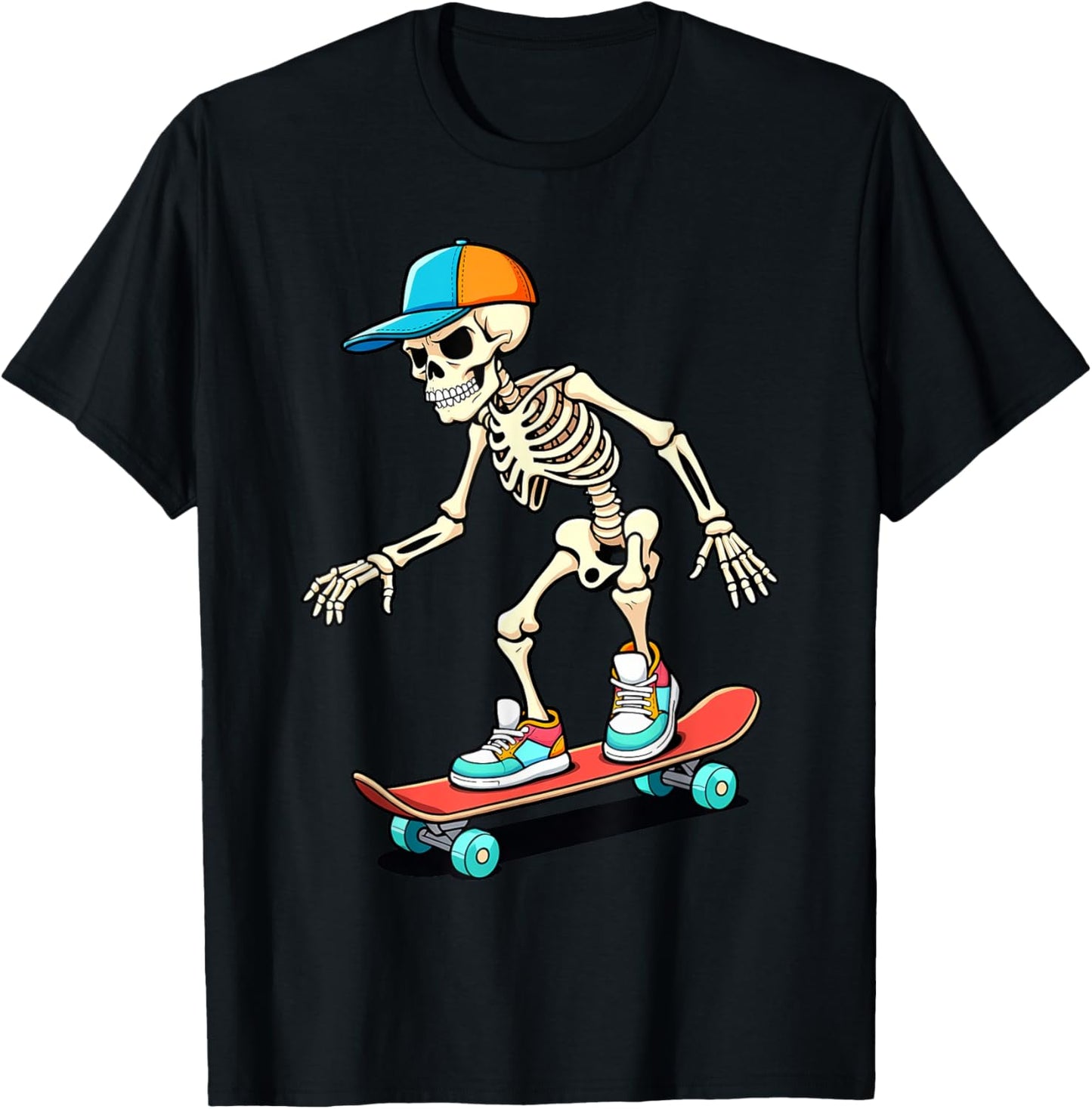 Skeleton Skateboarding Skater Skating Boys Kids T-Shirt - T-Shirt | Black