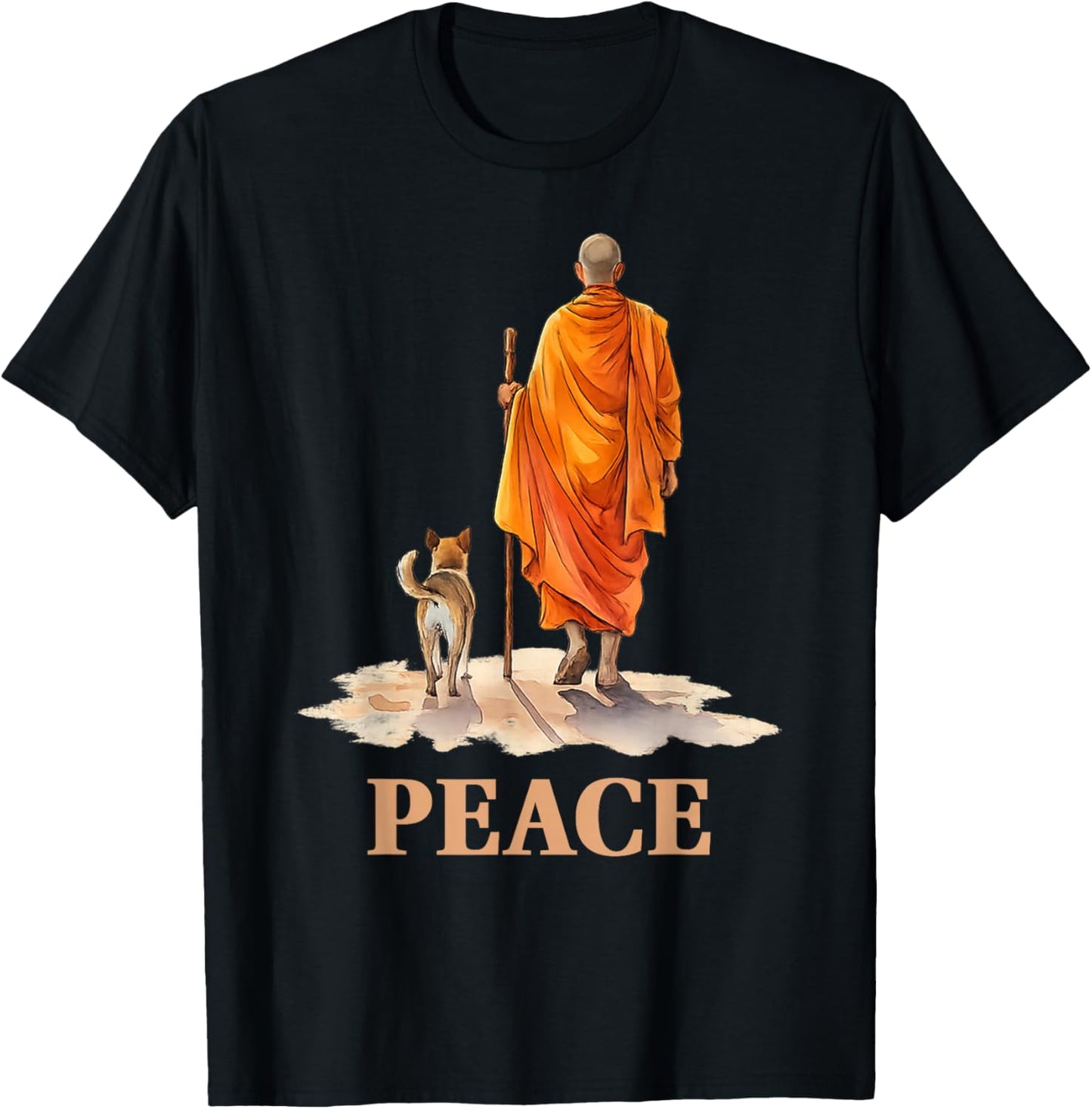 Marche pour Les Moines de la Paix avec Aloka Dog Minimalist Zen Art T-Shirt - T-Shirt | Black