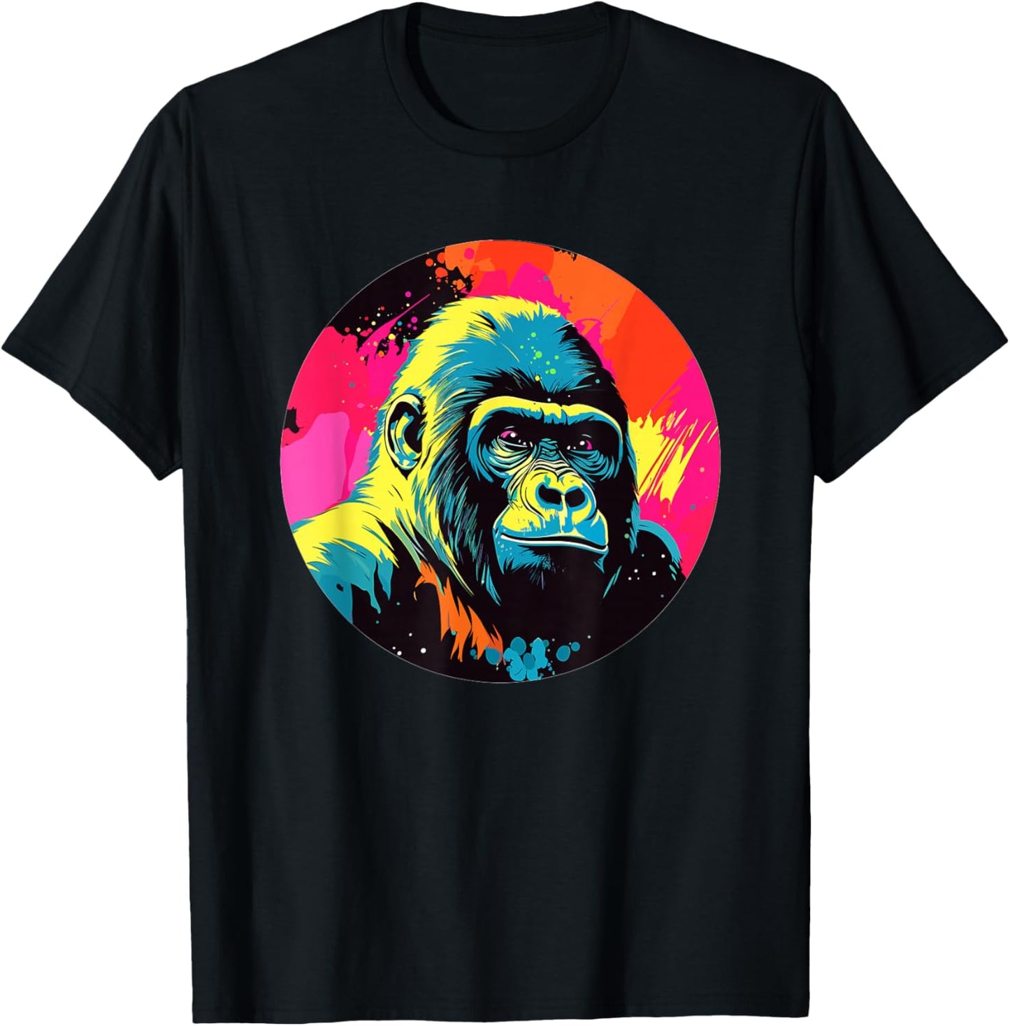 Colorful Gorilla Pop Art Vibrant I Gorilla T-Shirt - T-Shirt | Black